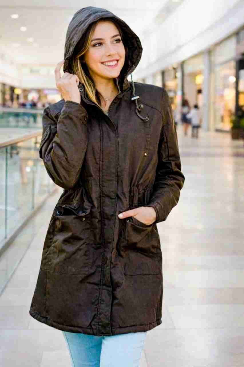 Parka café con capucha gabardina. - miniatura 2
