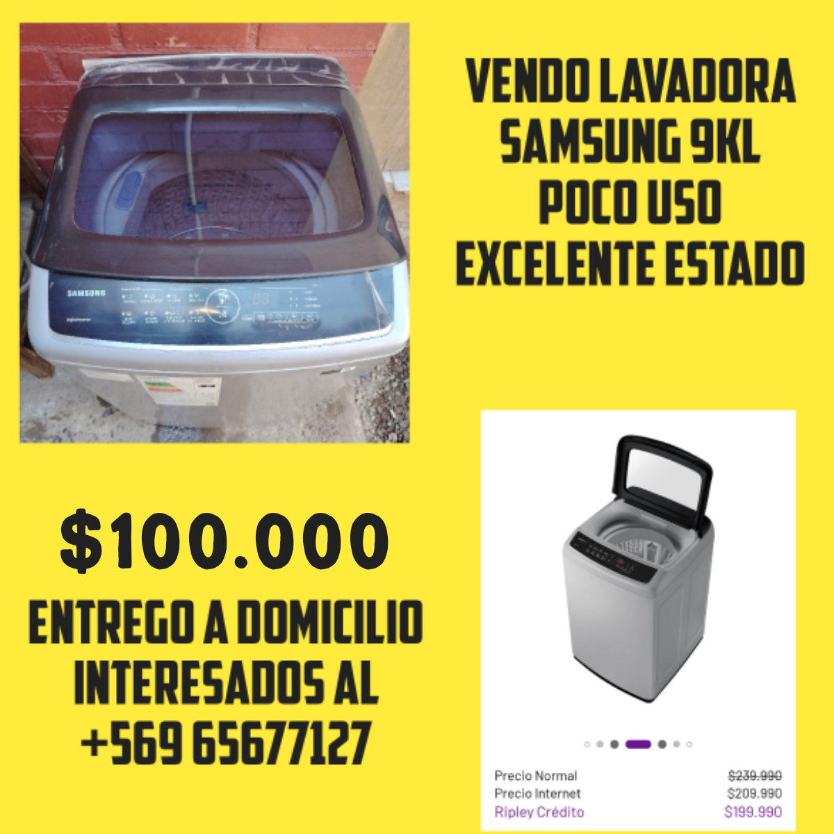 Lavadora Samsung 9kg poco uso