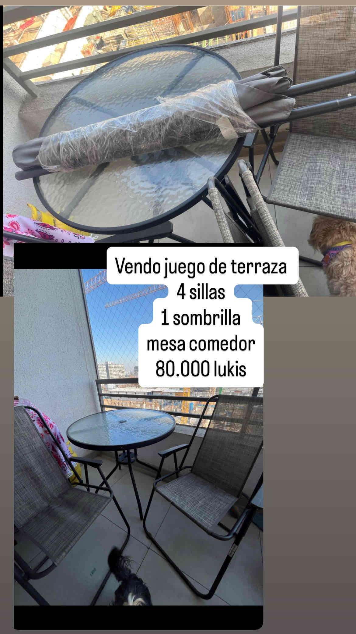 Juego de terraza con 4 sillas
