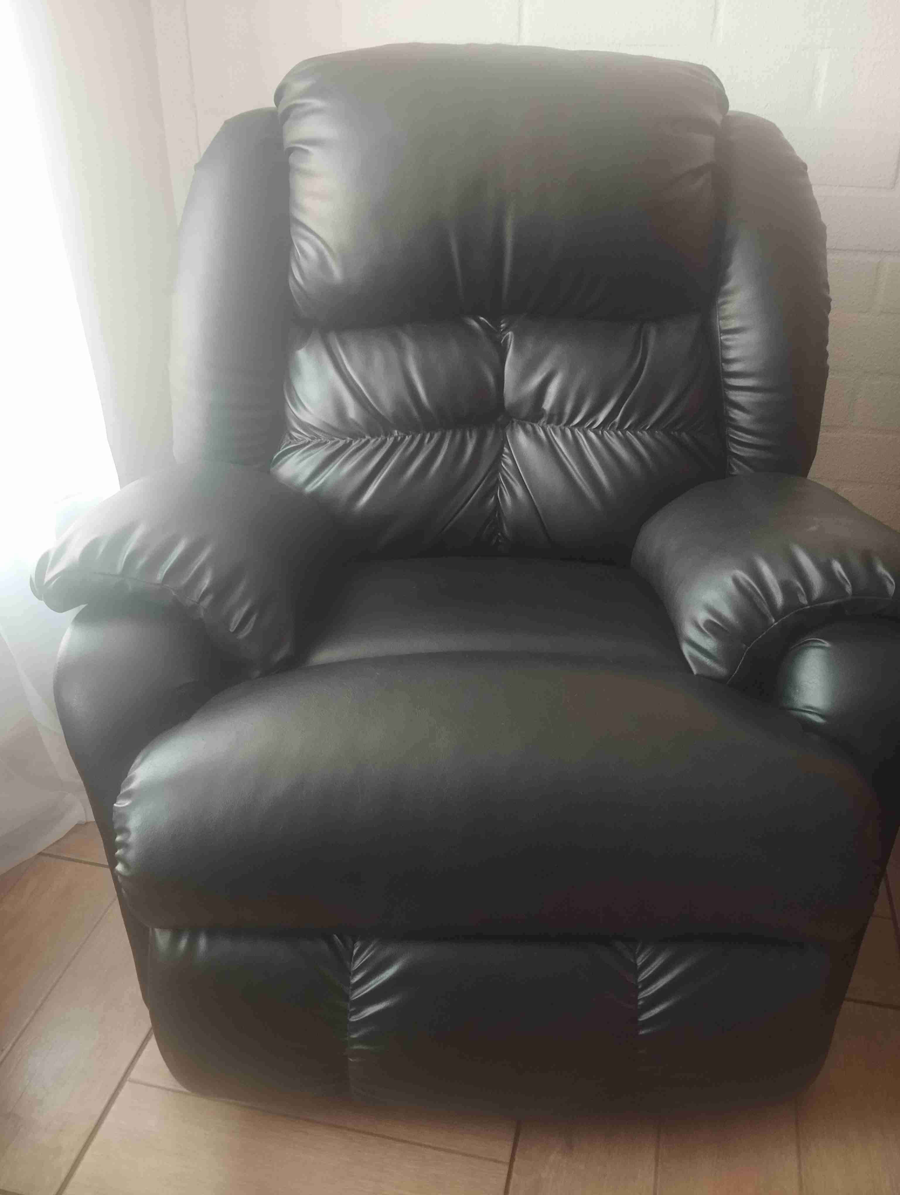 Sillón (Bergere)reclinable de ecocuero negro