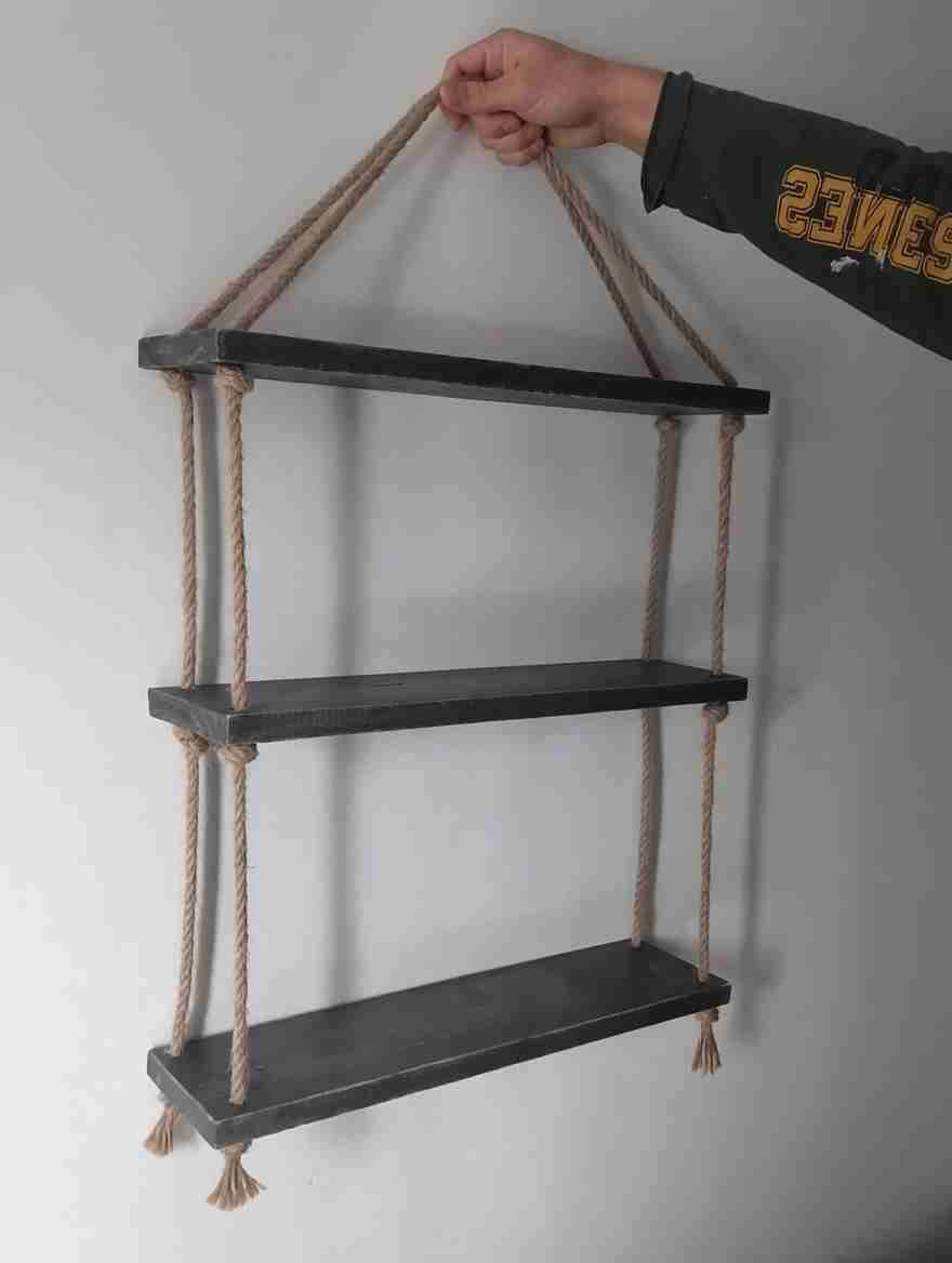 Estante flotante de madera y cuerda - miniatura 2