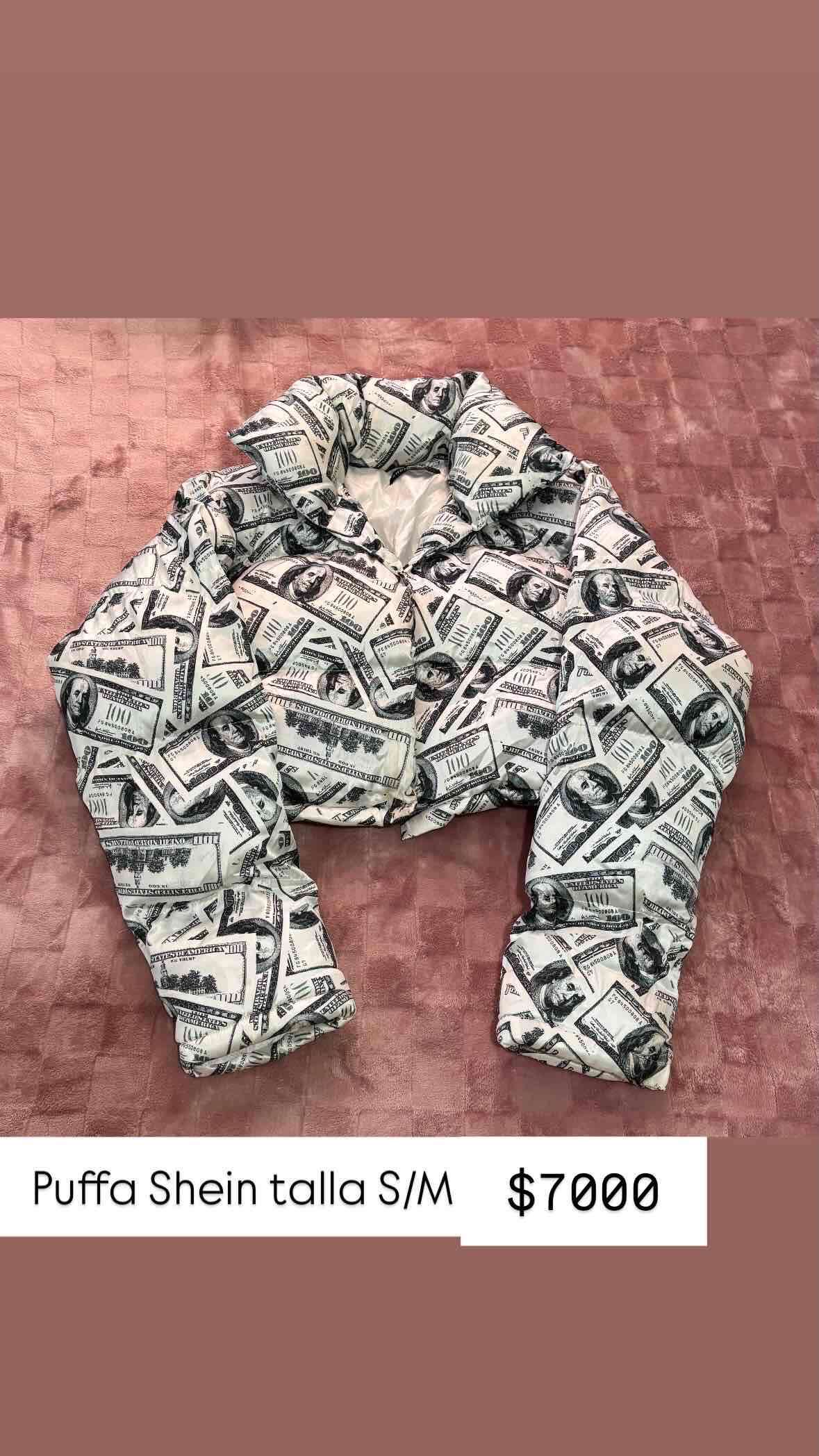 Chaqueta Shein puffa diseño billetes S/M