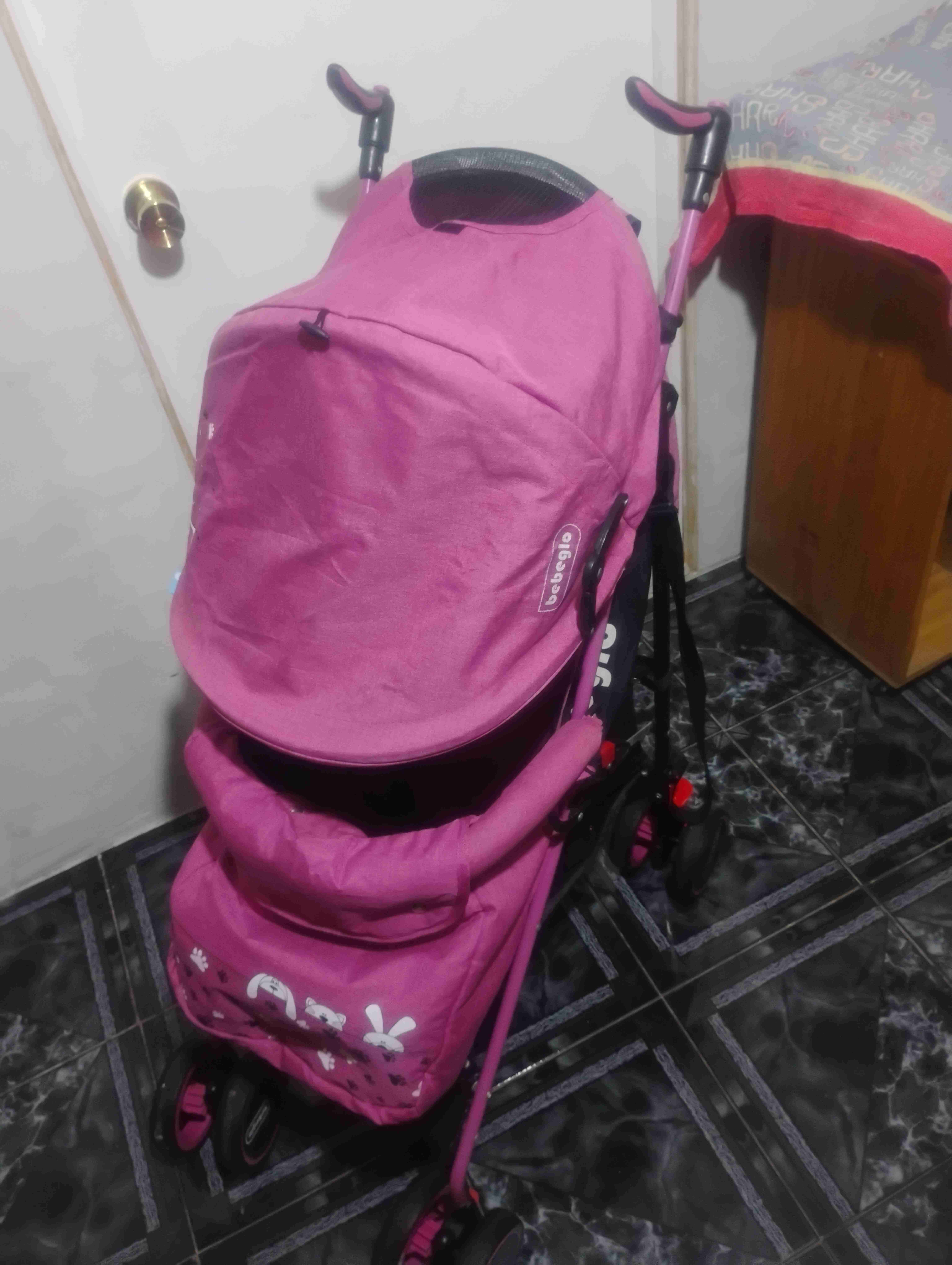 Coche de bebé rosa bebiglo - miniatura 4