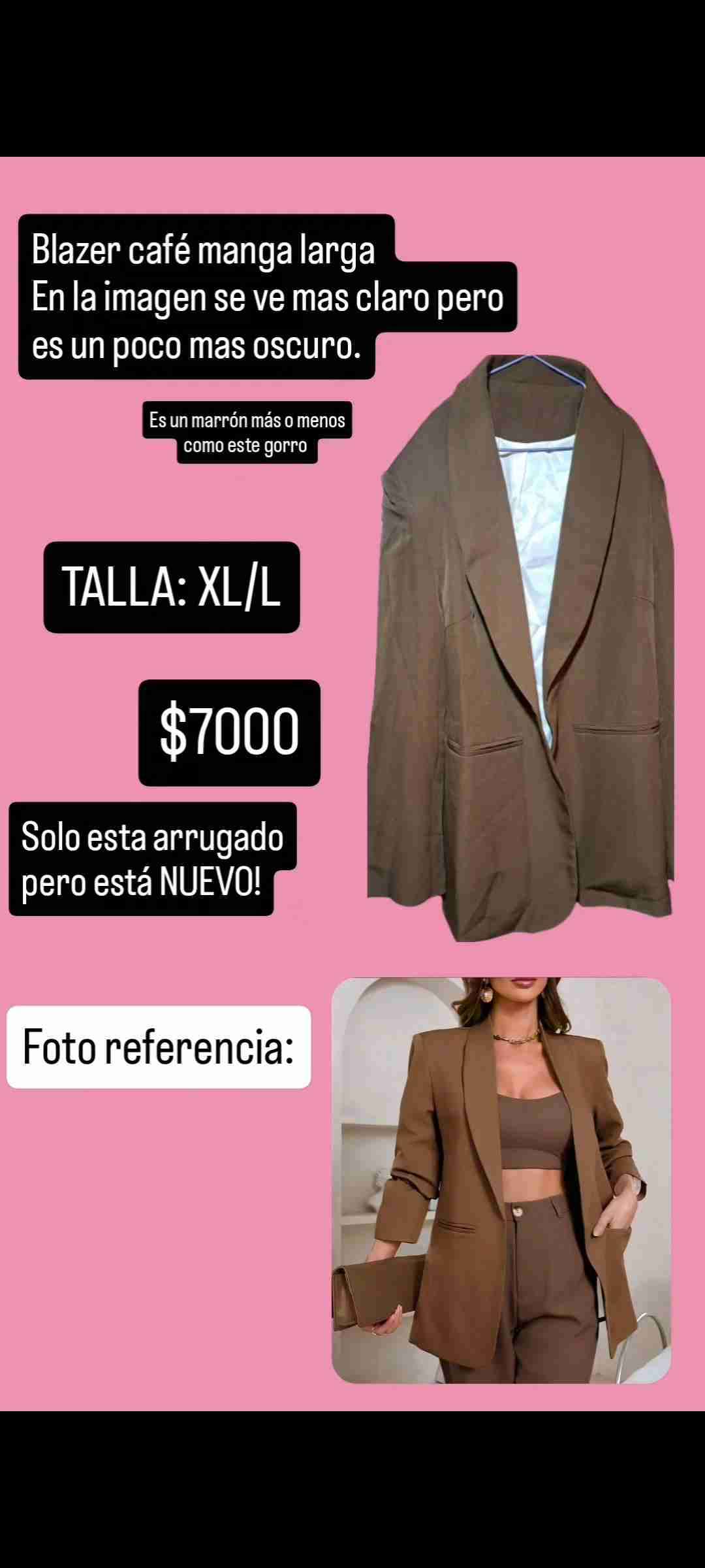 Blazer café manga larga