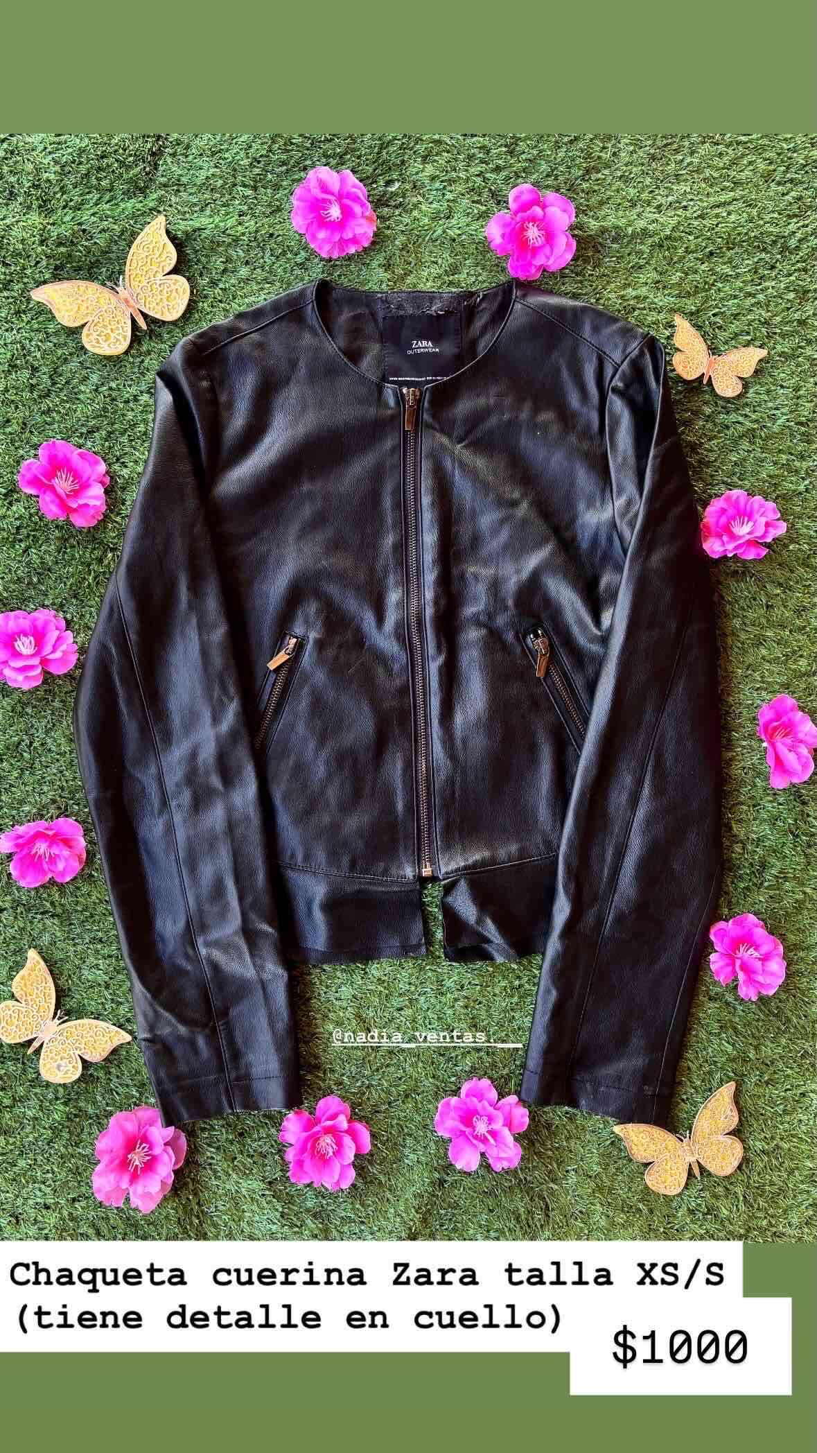 Chaqueta cuerina negra Zara🦇