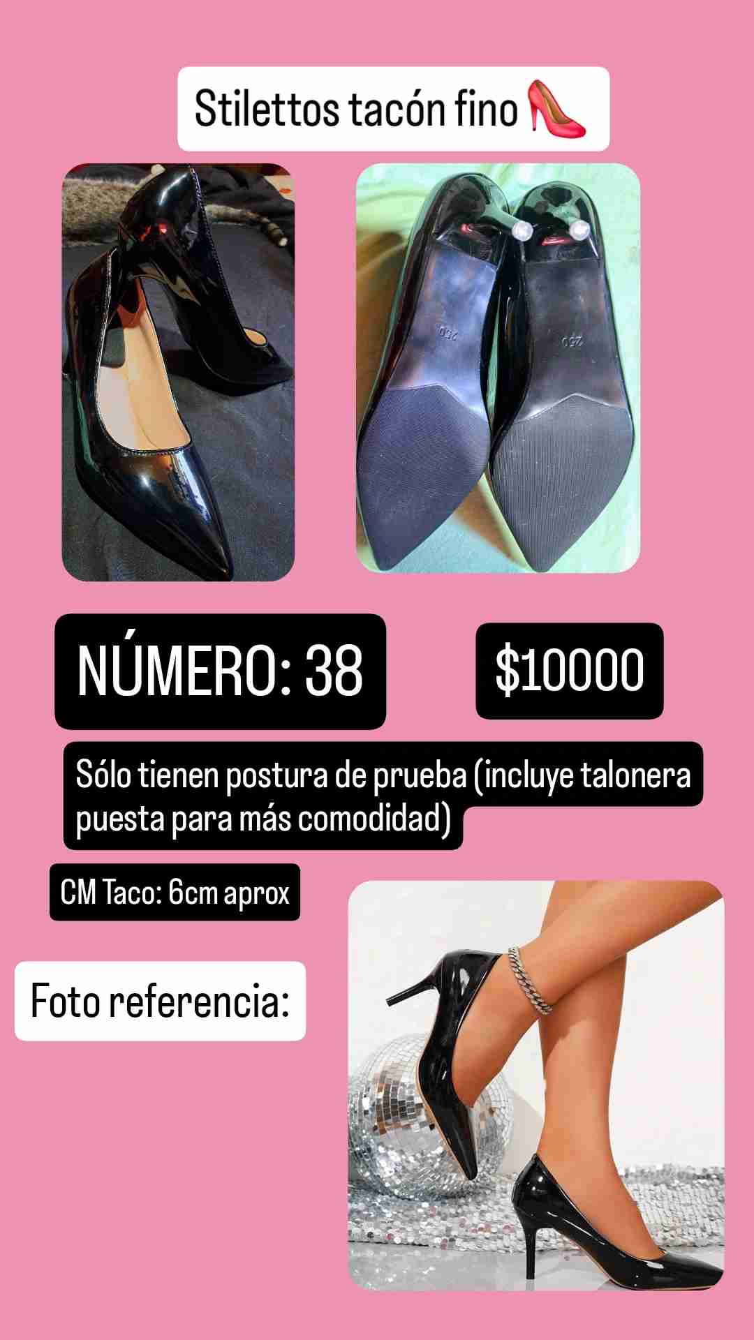 Stilettos negros charol talla 38 - miniatura 2