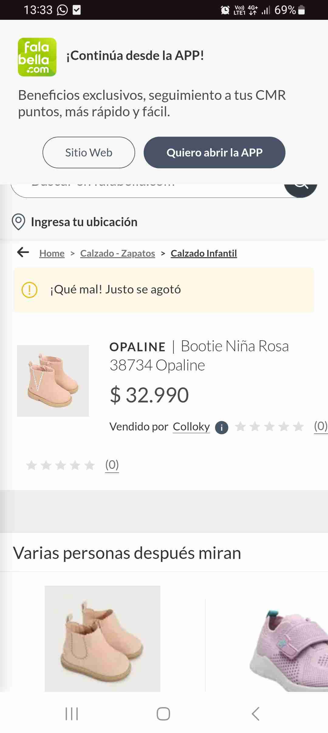 Botines rosados para niña N°23 - miniatura 2