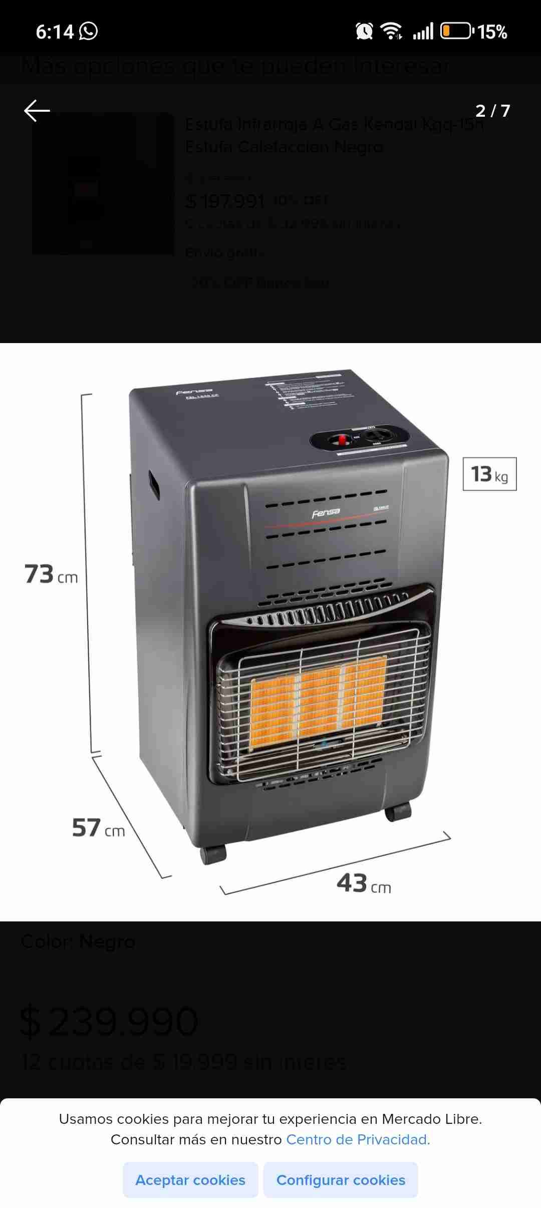 Estufa a gas negra Fensa - 3