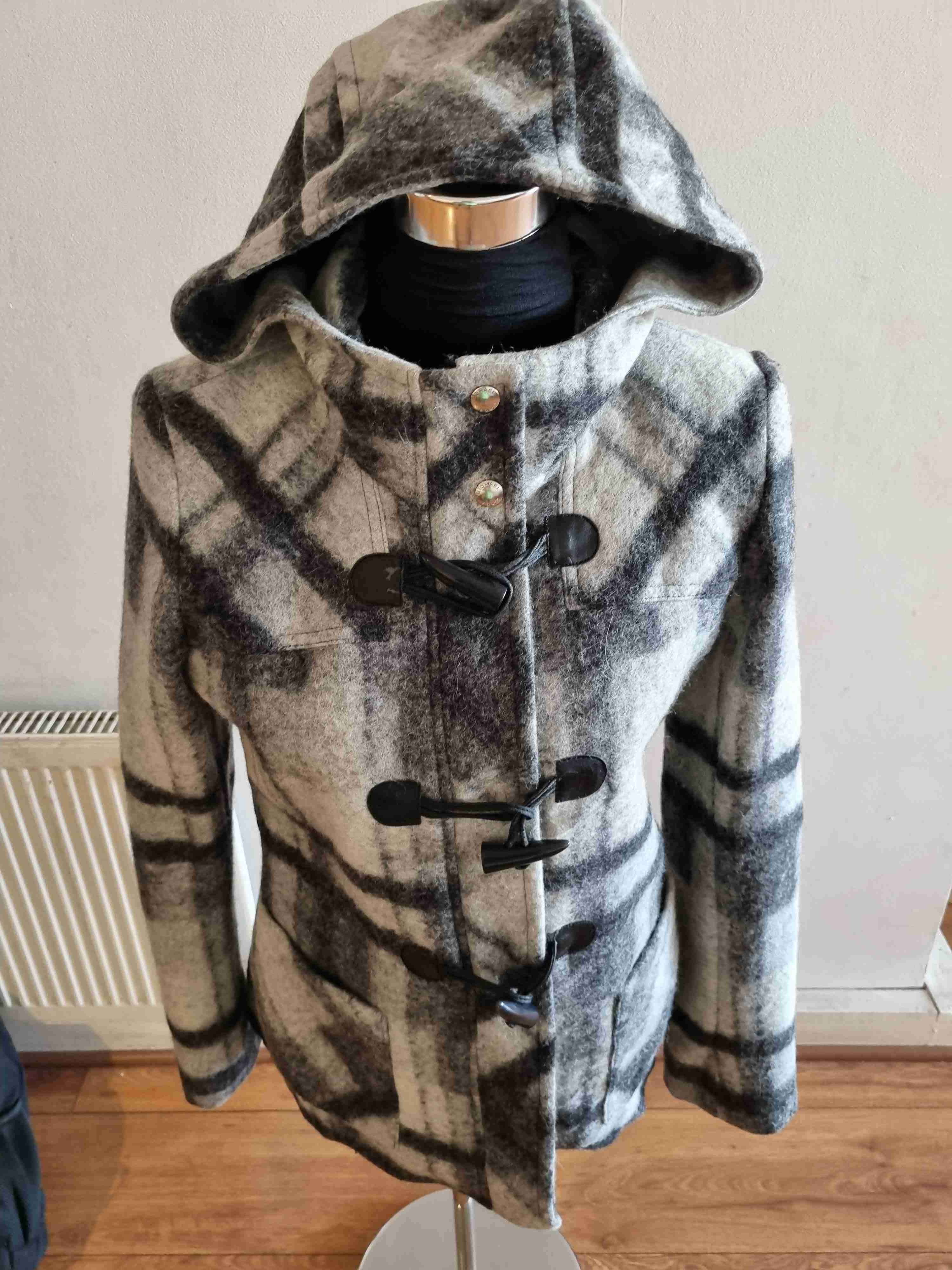 Abrigo Michael Kors lana con capucha de cuadros