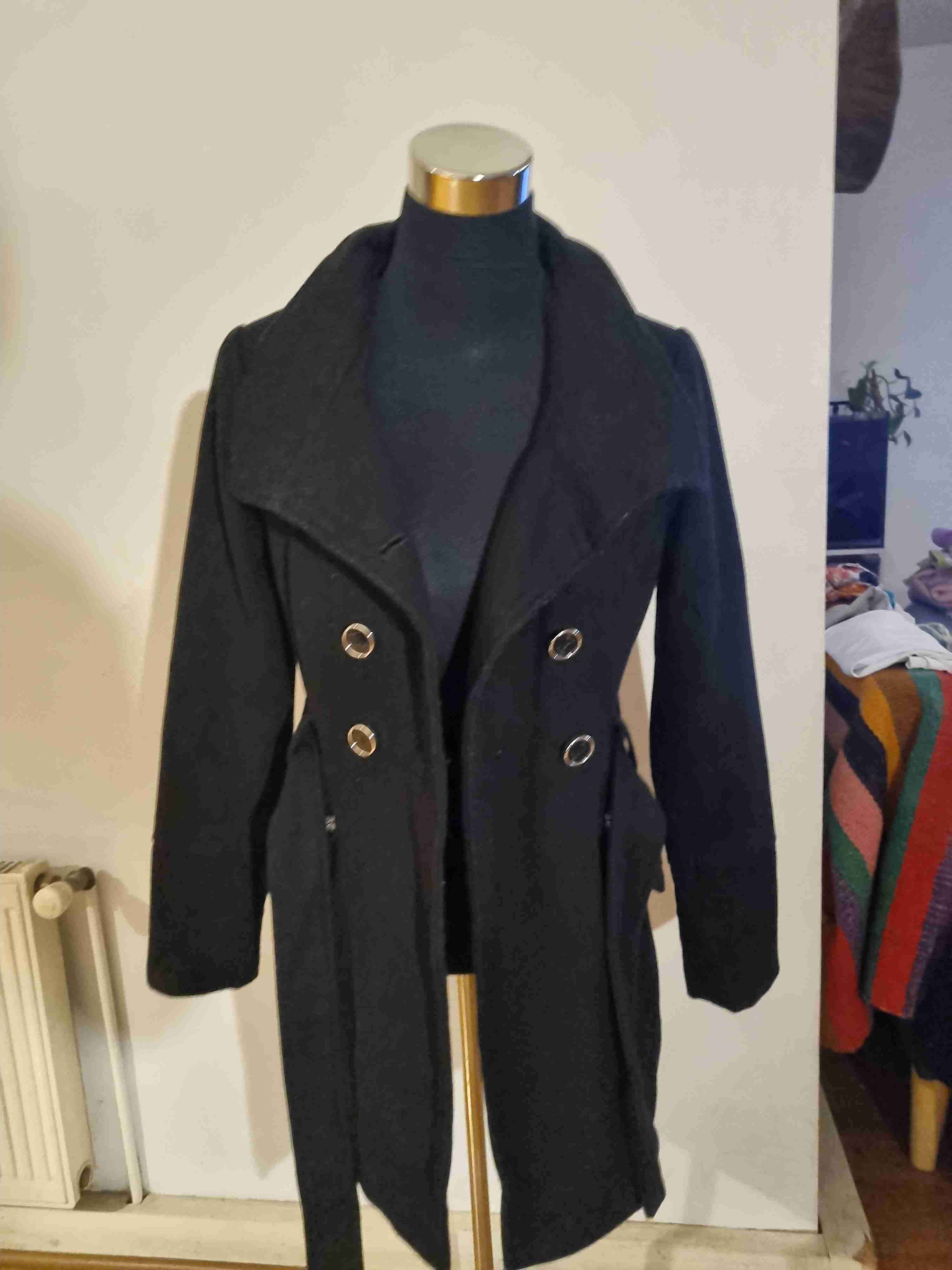 GUESS Abrigo negro con botones grandes - miniatura 2