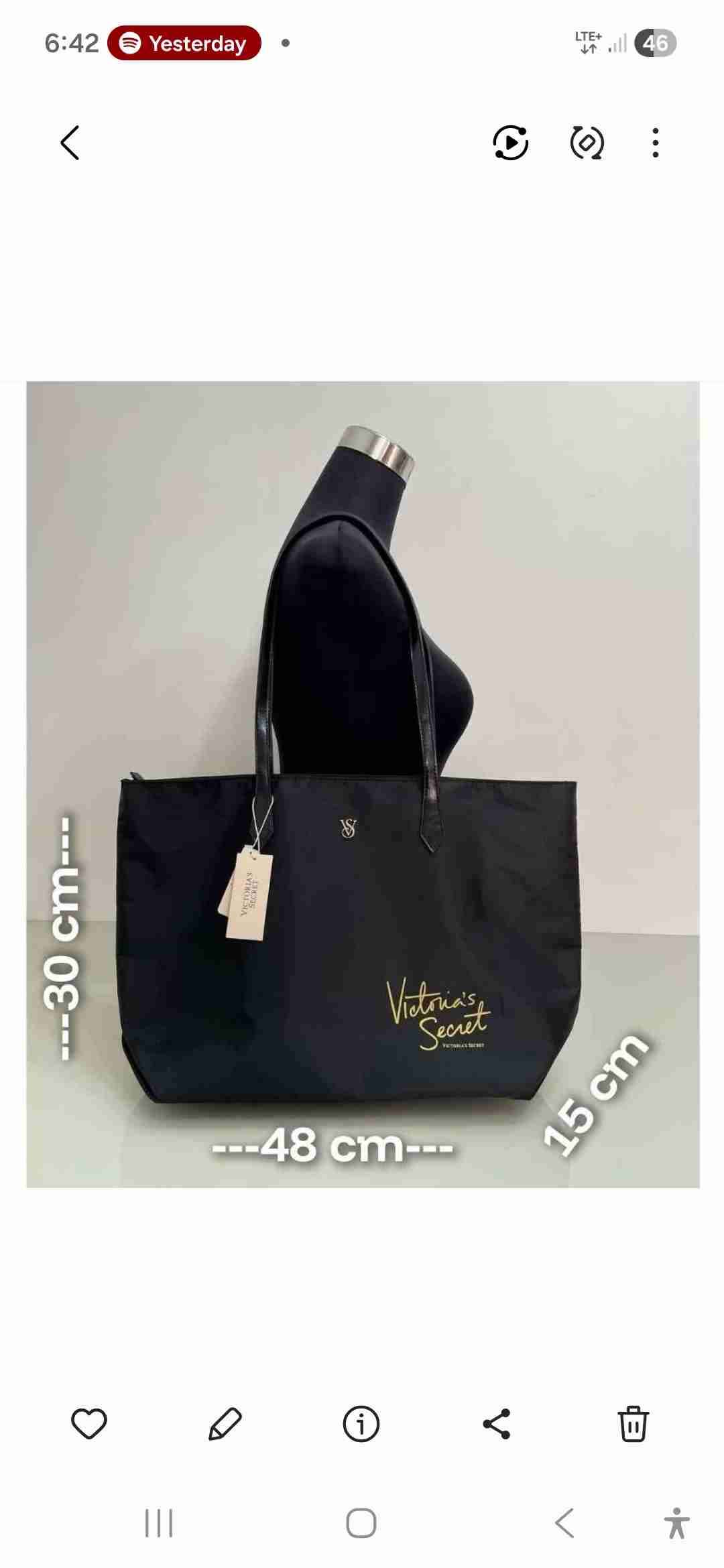 Bolso totebag negro Victoria's Secret - miniatura 3