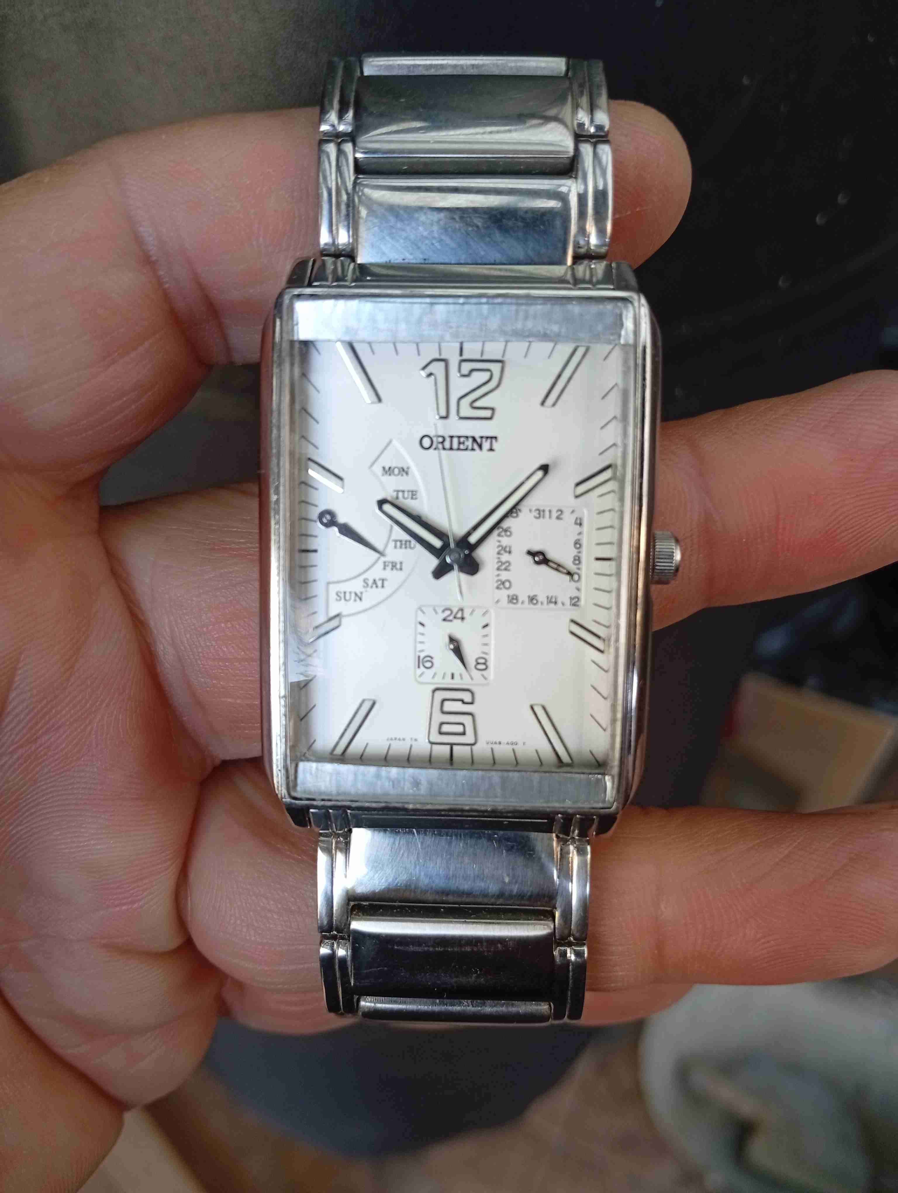 Reloj Orient hombre rectangular plateado