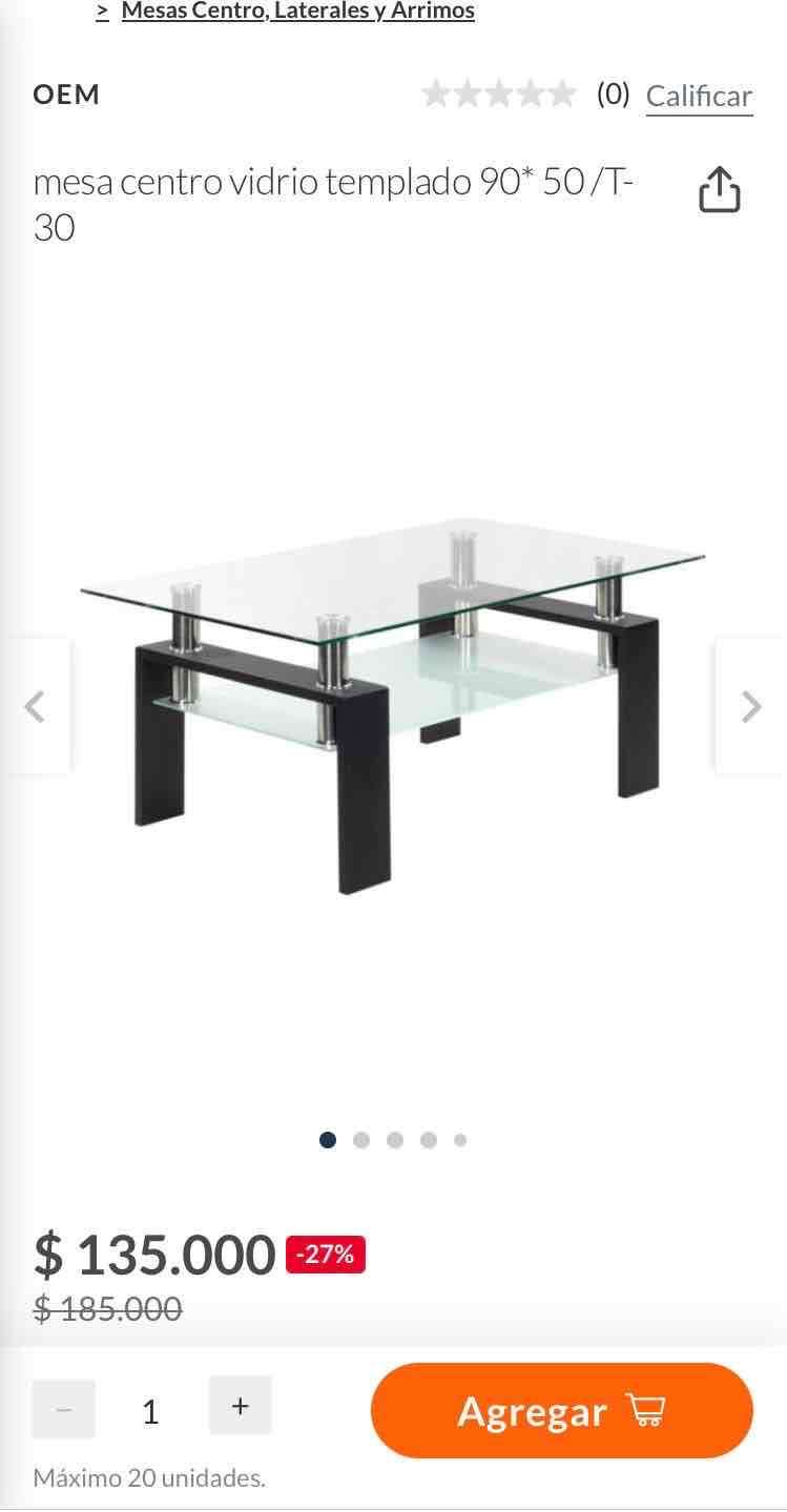 Mesa de centro vidrio templado