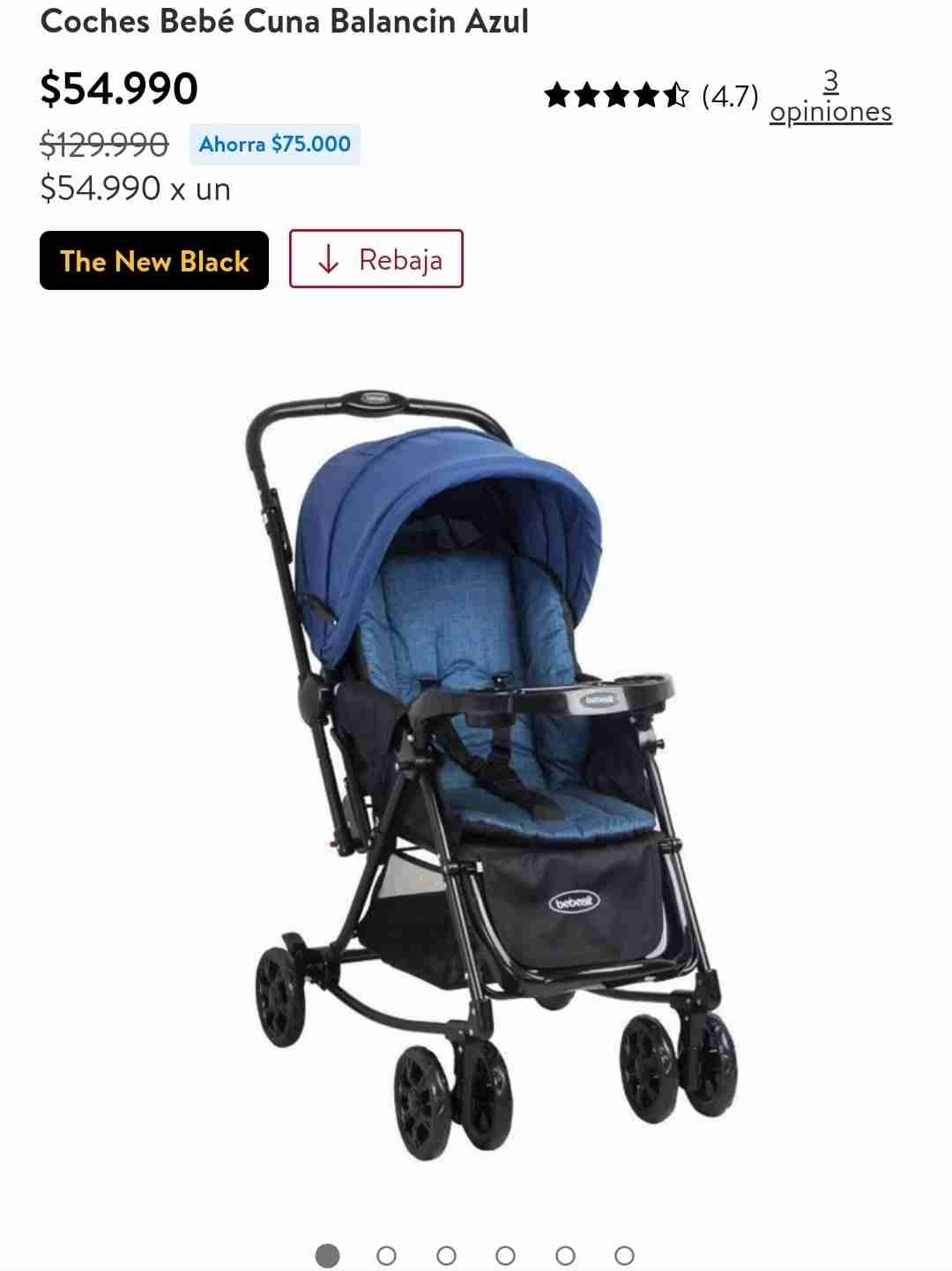 Coche bebé cuna azul