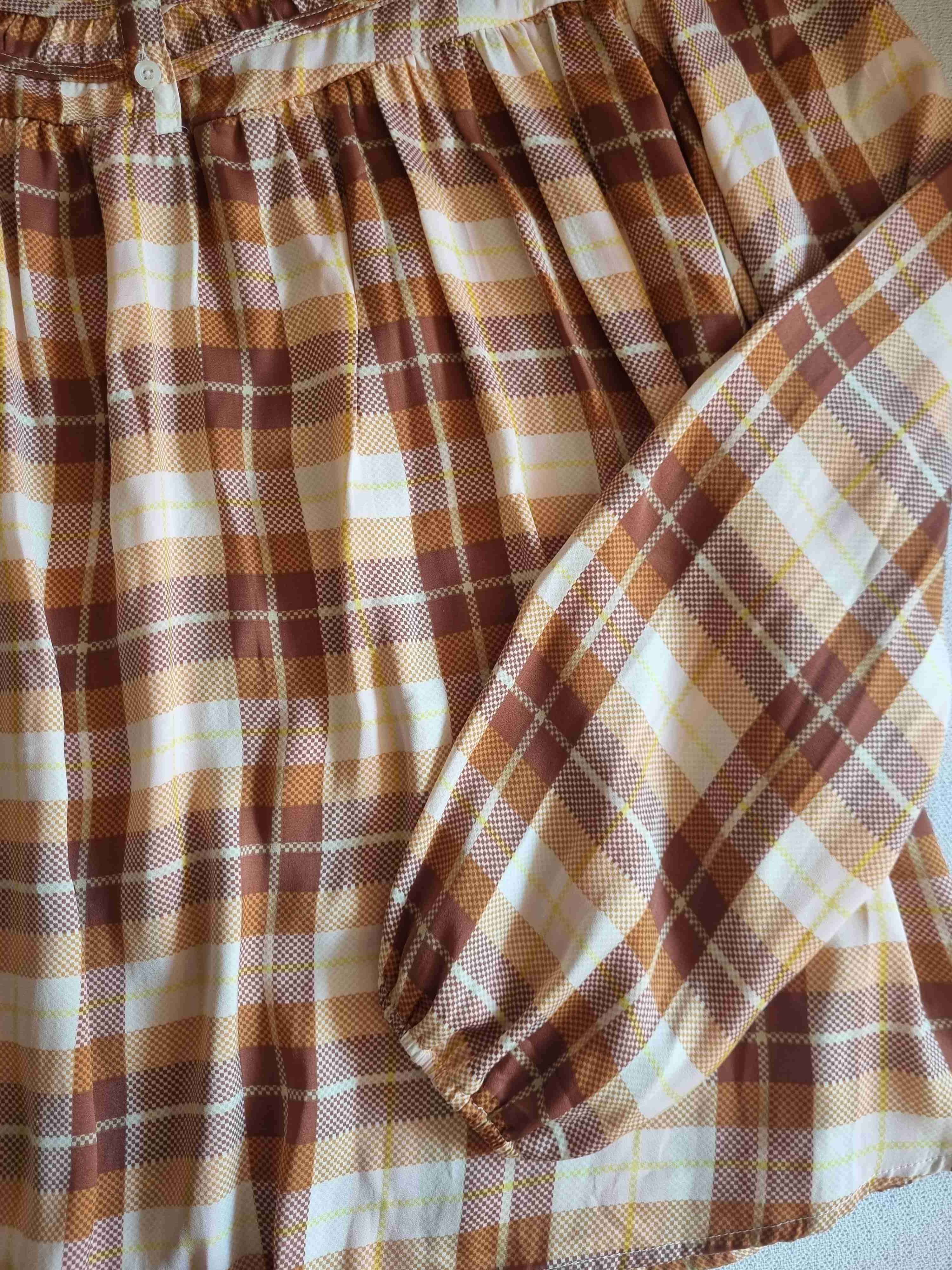 Blusa LC Lauren Conrad, XL cuadrillé tonos tierra - miniatura 6