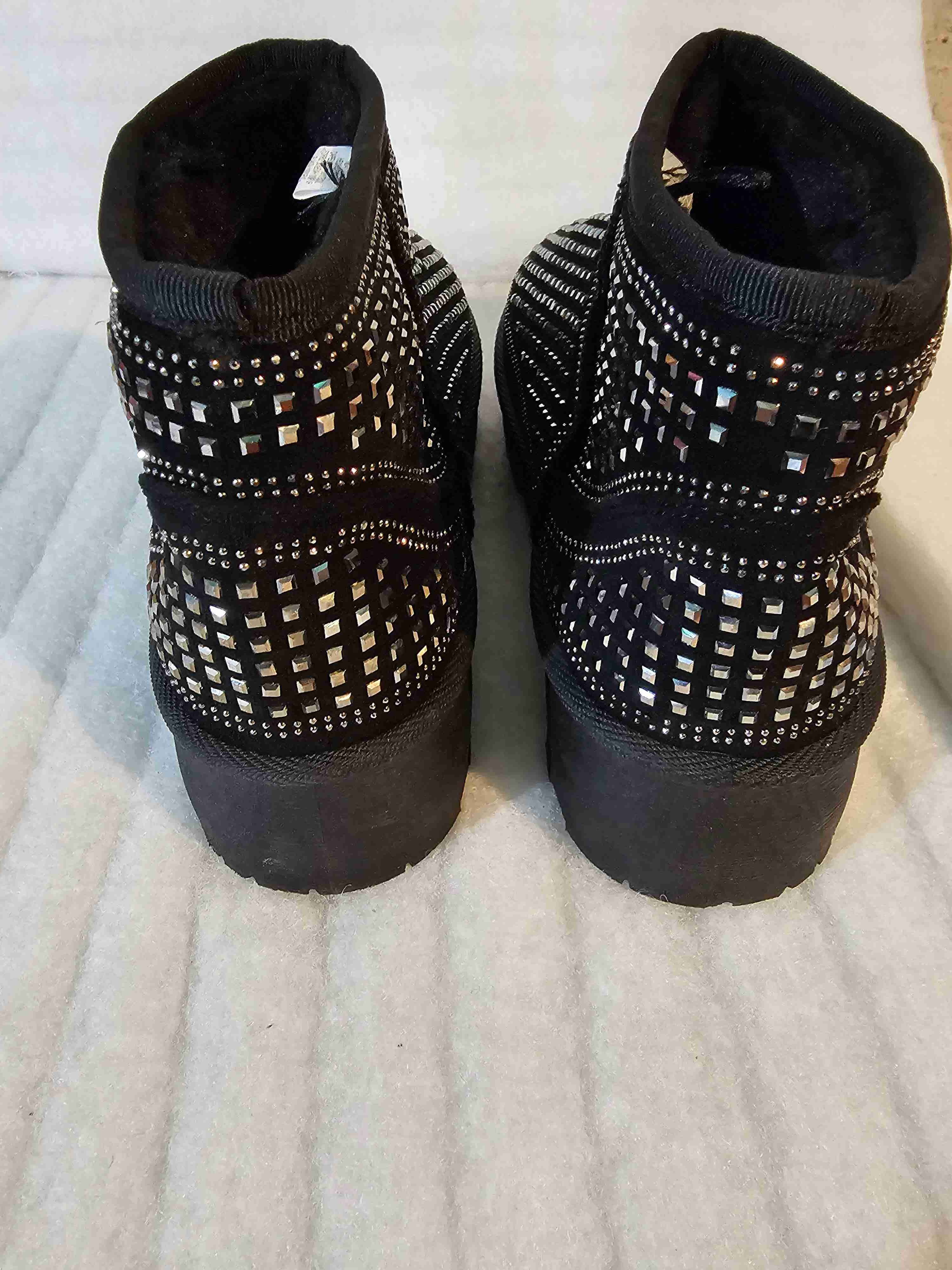 Botines negros con tachas brillantes tricot - miniatura 2