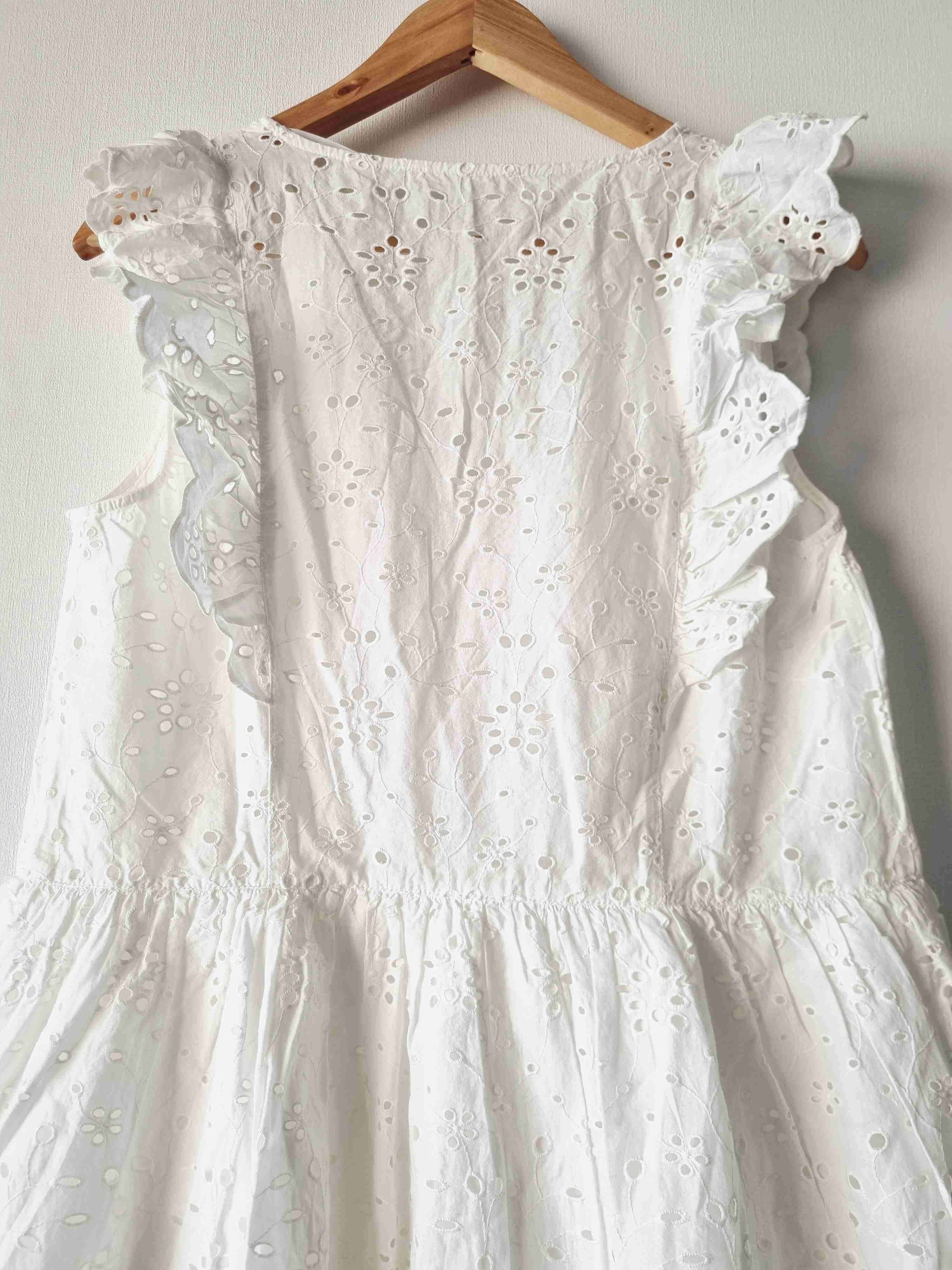 Vestido Esprit, 100%algodón blanco con encaje. - miniatura 5