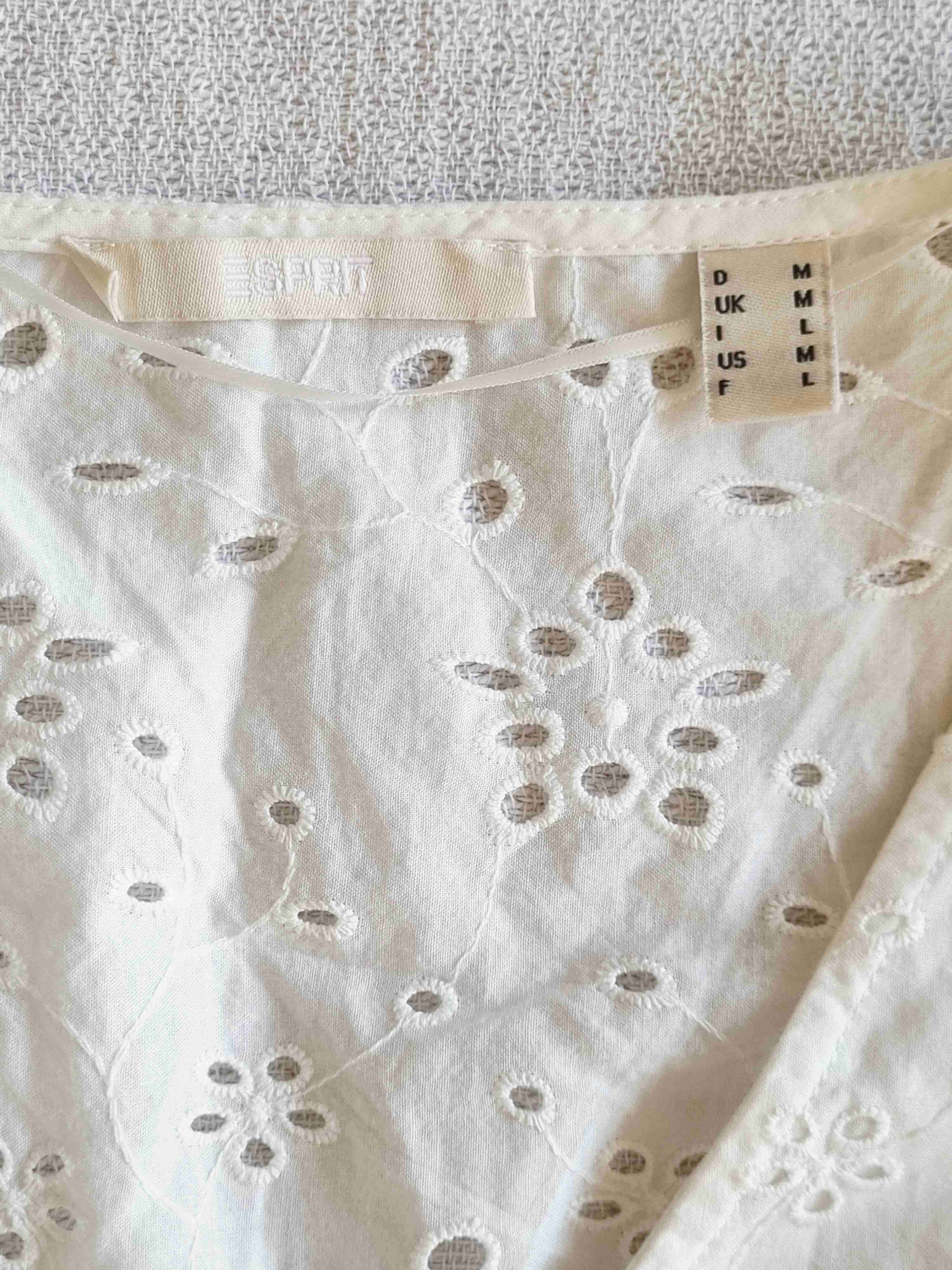 Vestido Esprit, 100%algodón blanco con encaje. - miniatura 6