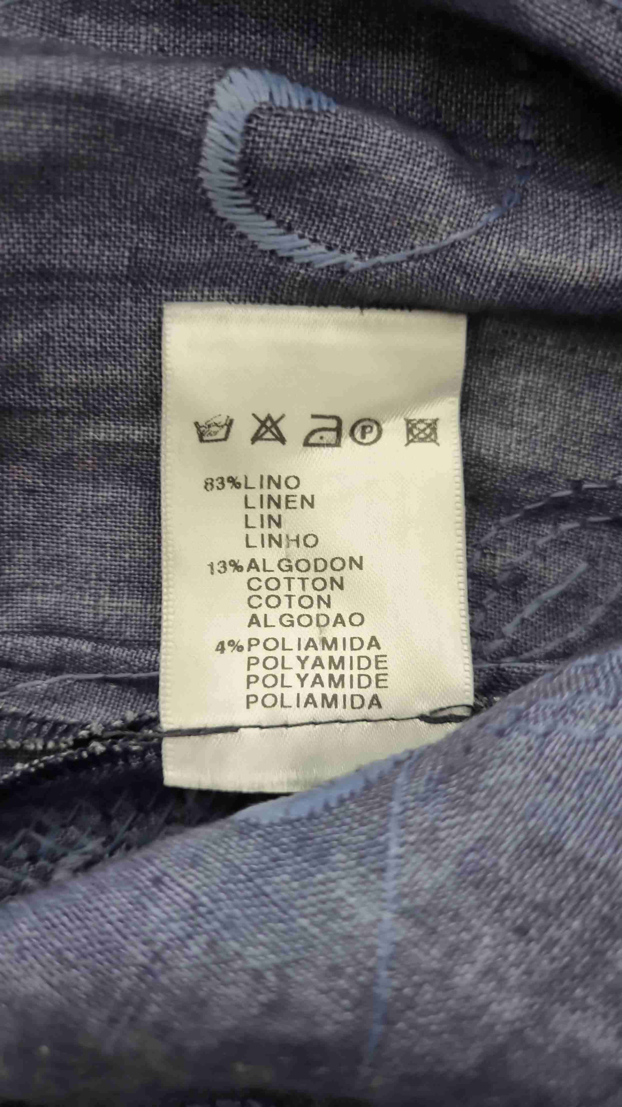 Falda exclusiva, azul con bordados, lino y algodon - miniatura 3