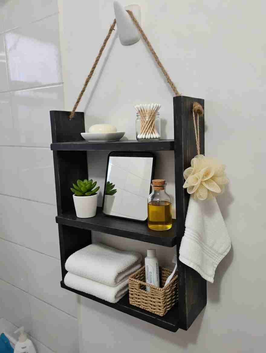 Estante de pared colgante negro