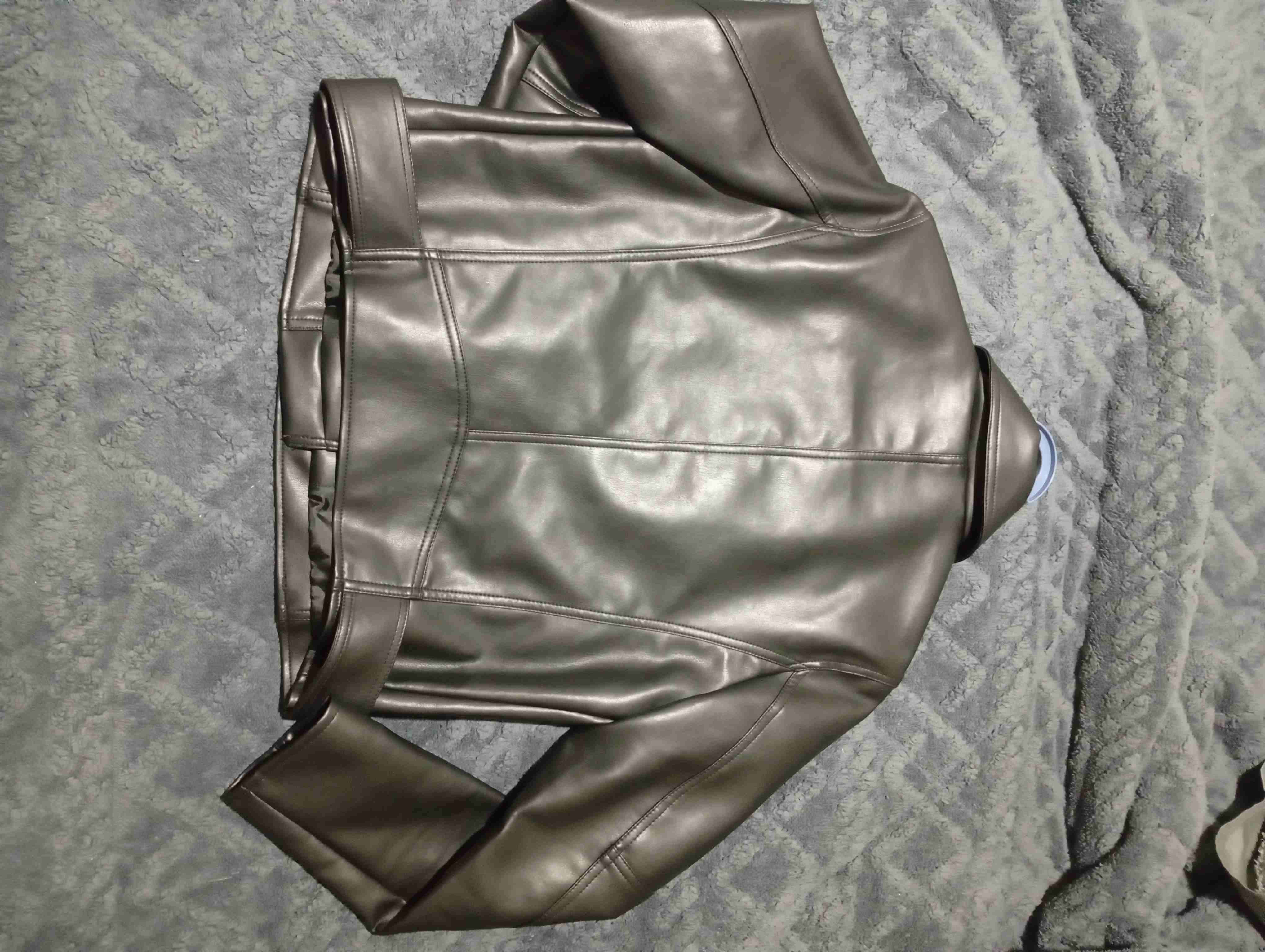 Chaqueta de cuero negro con cierre - miniatura 3