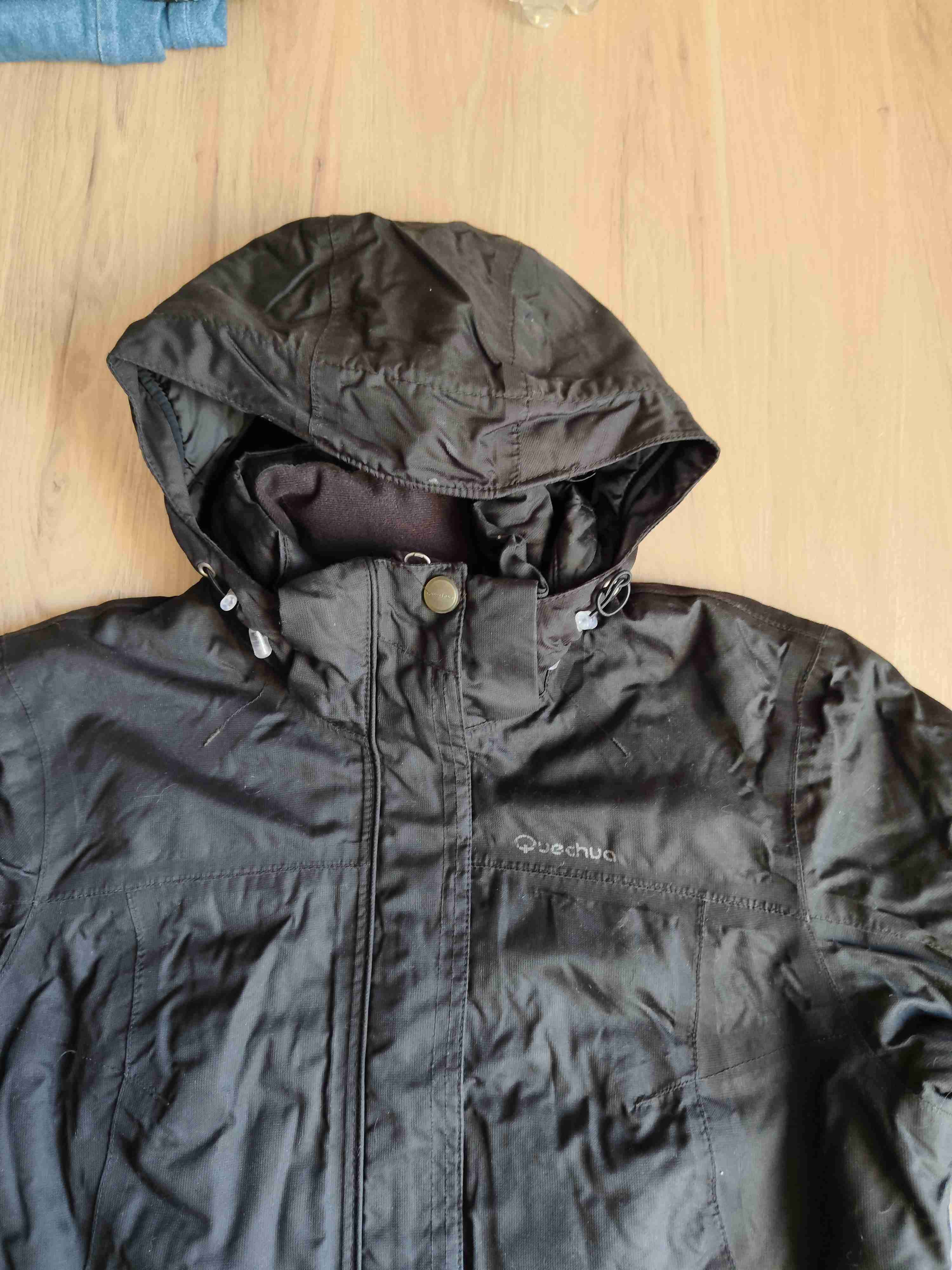 Parka negra impermeable con capucha Quechua - miniatura 2