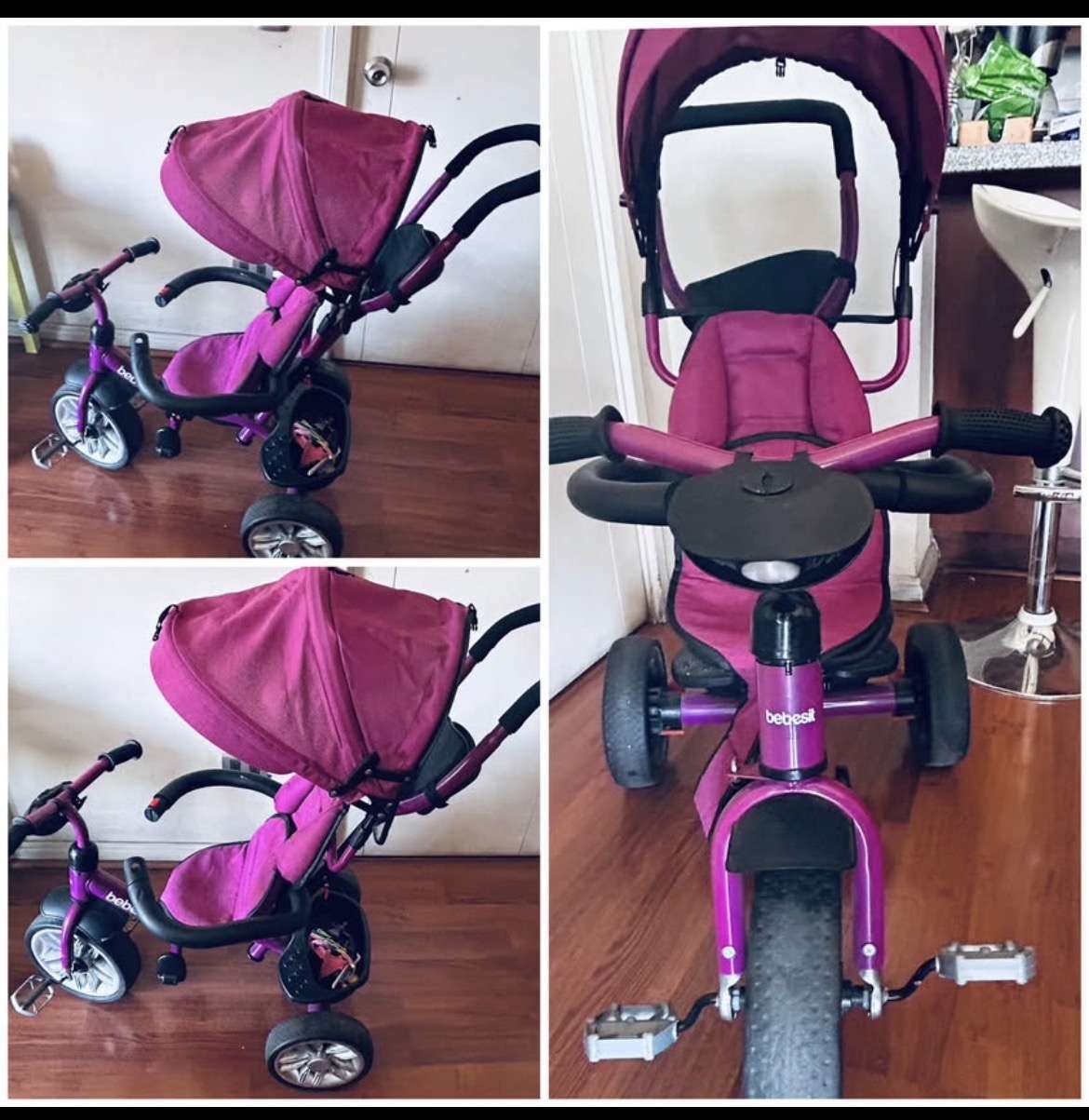 Triciclo infantil Bebesit fucsia - miniatura 3