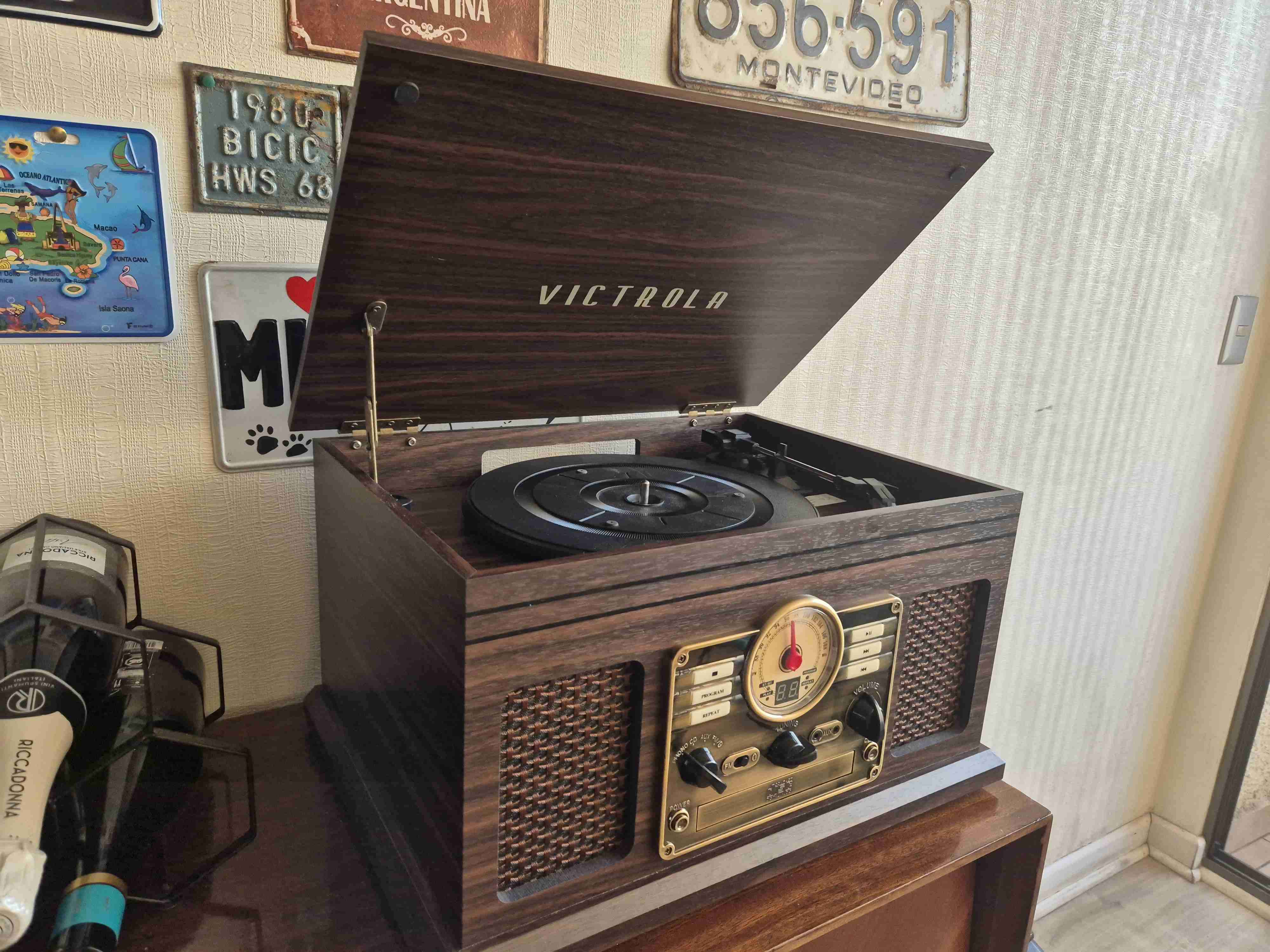 Tocadiscos retro Victrola madera - 4