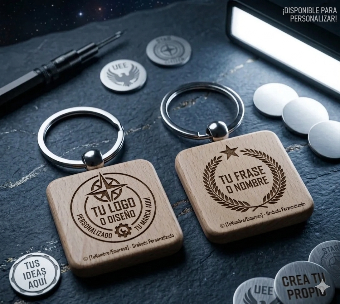 Llavero cuadrado personalizado madera