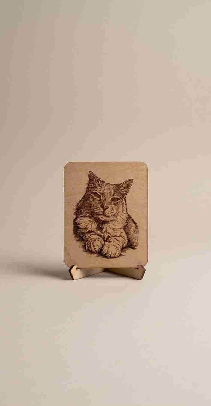 Retrato láser en madera