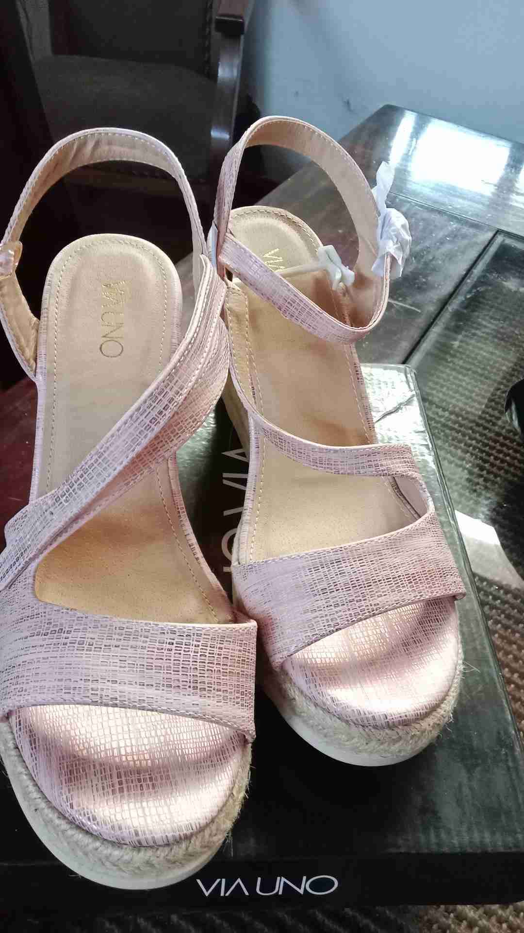 Sandalias plataforma color rosa con bisel dore - miniatura 5