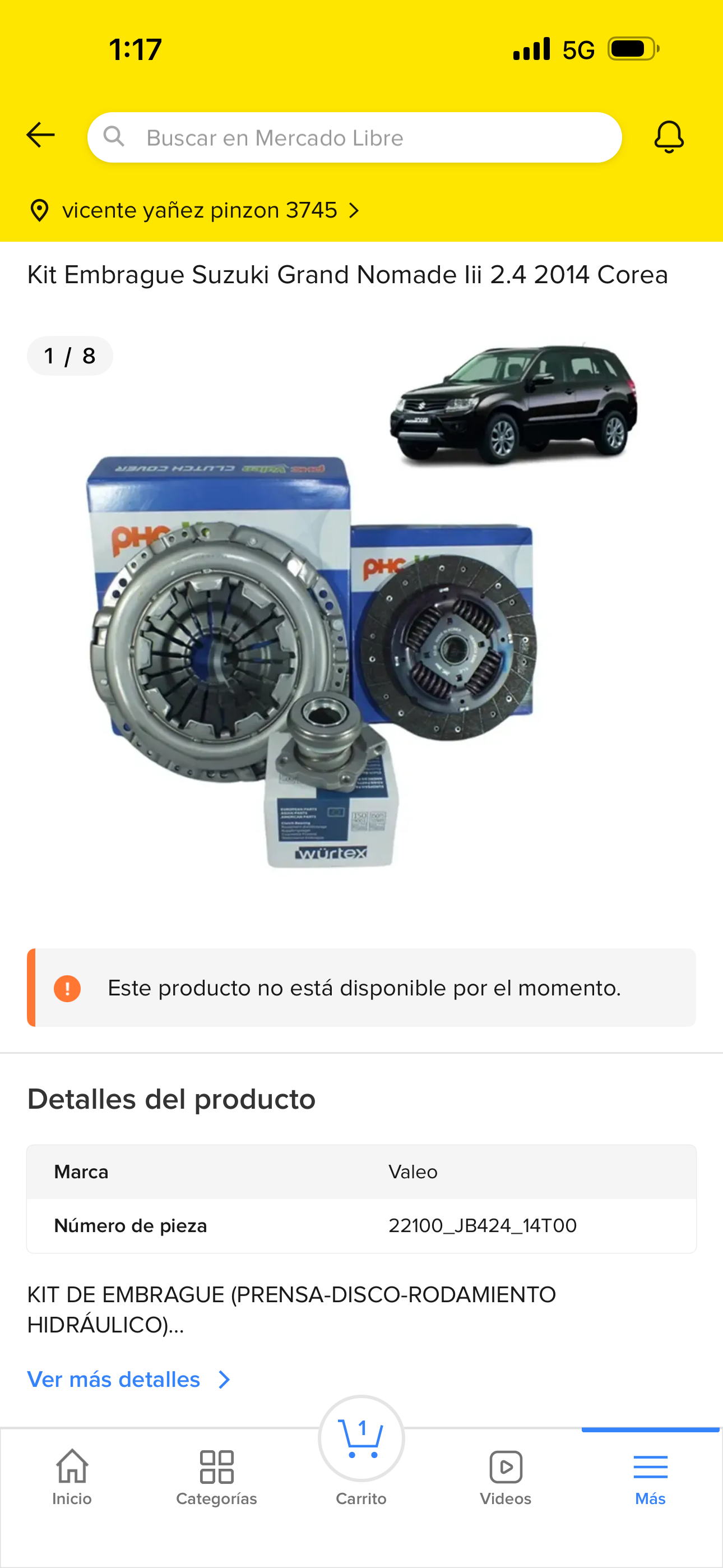 Kit embrague Suzuki Grand Nomade