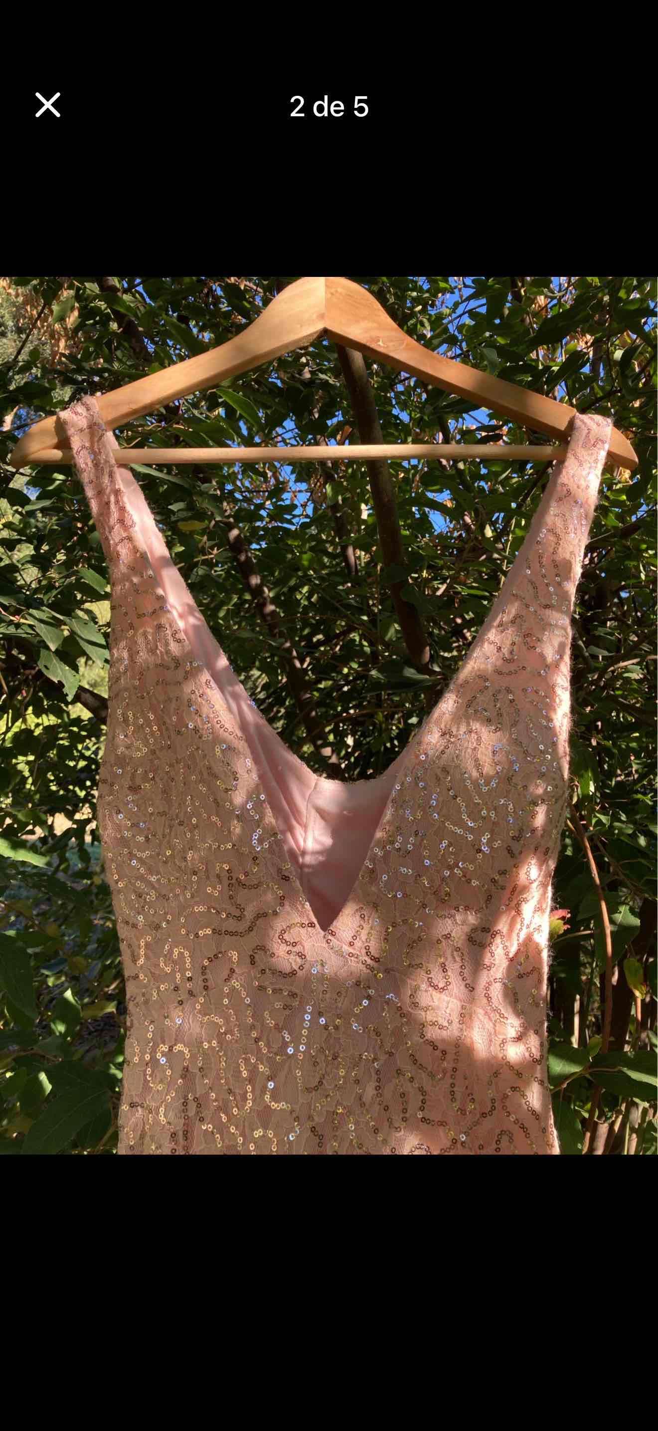 Vestido largo rosado brillante - miniatura 2