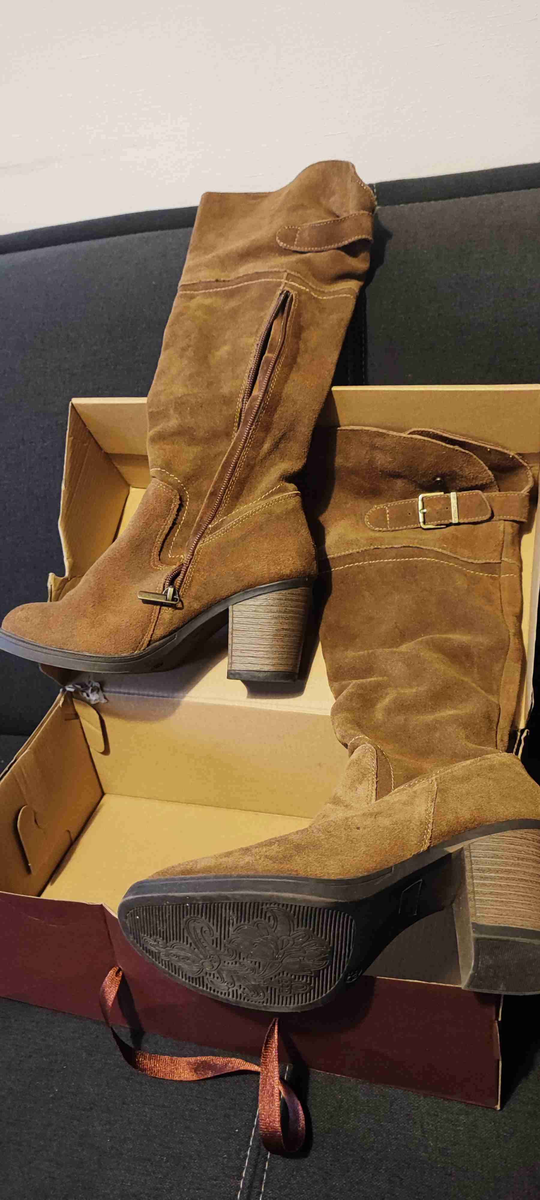 Botas largas de cuero café - miniatura 2