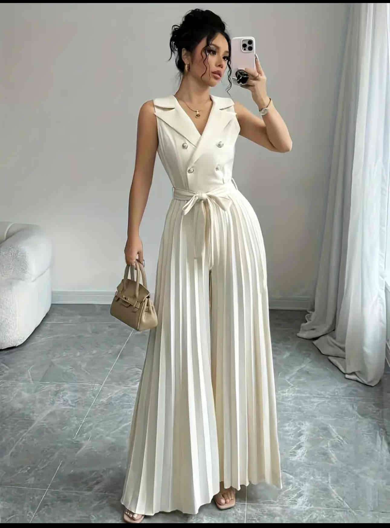 Enterito blanco elegante plisado - 1