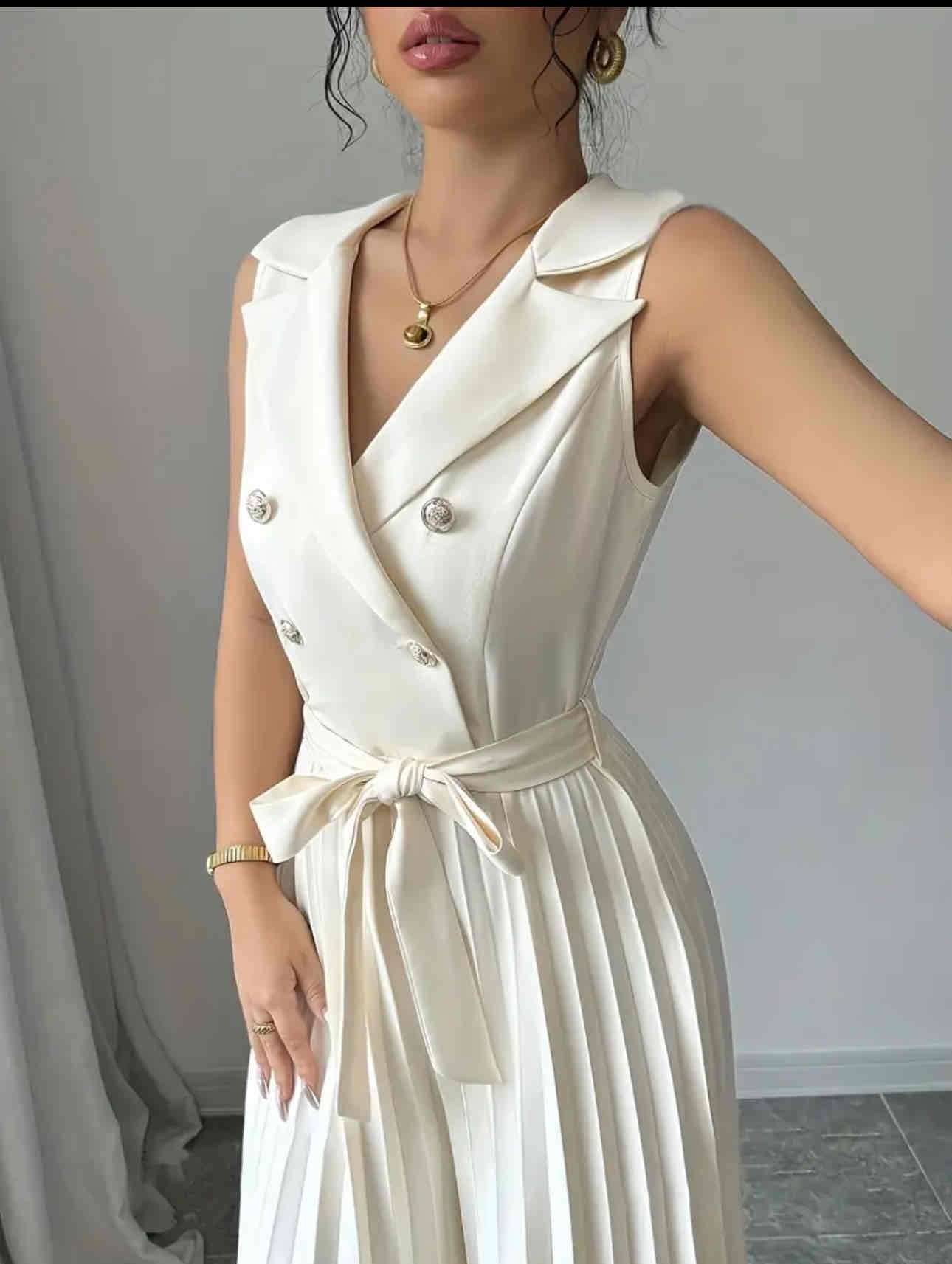 Enterito blanco elegante plisado - 2