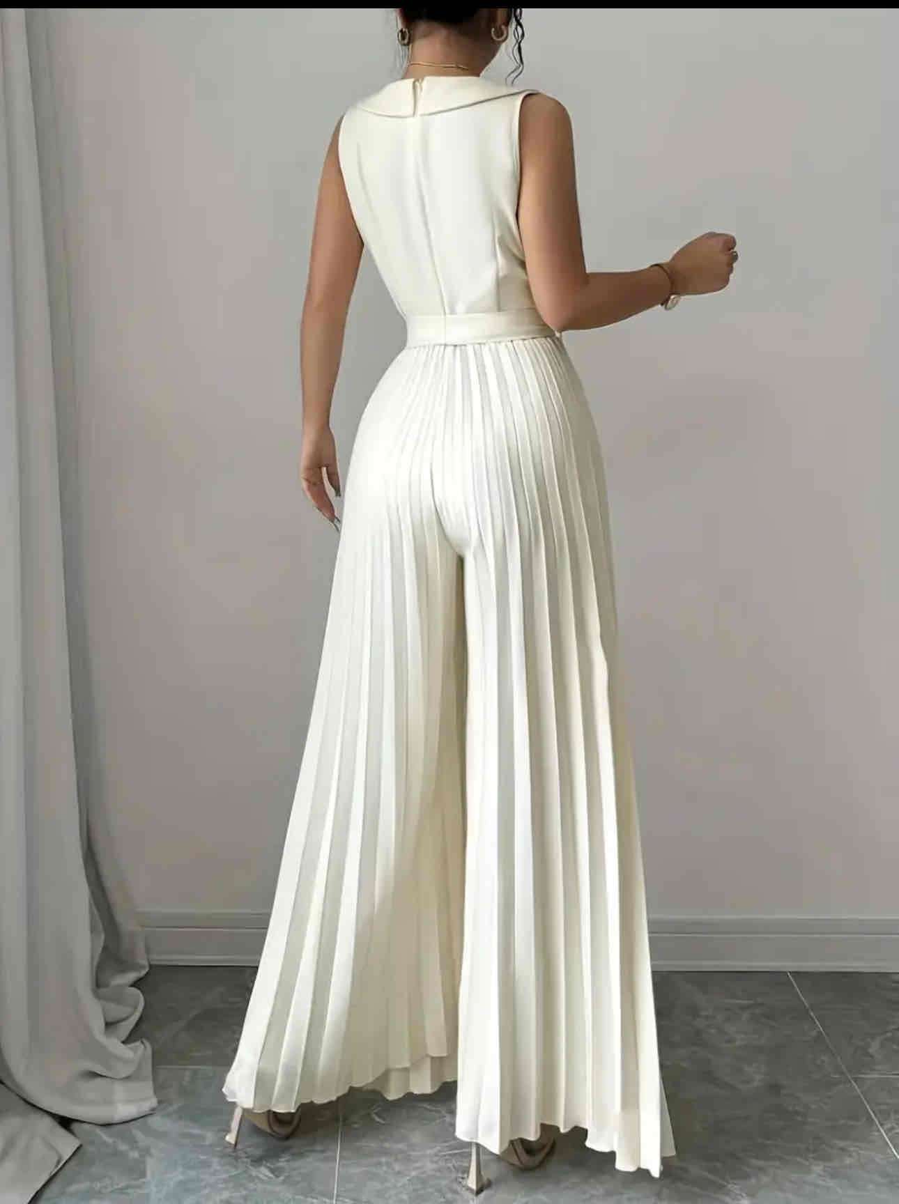 Enterito blanco elegante plisado - 3