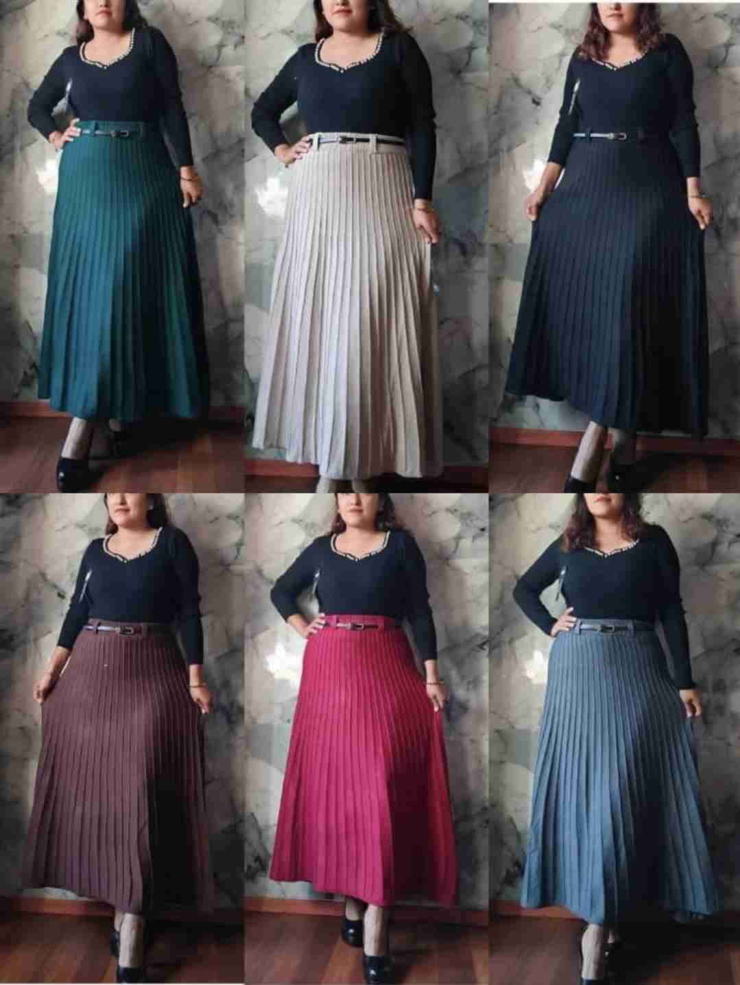 Falda plisada de lanilla en varios colores