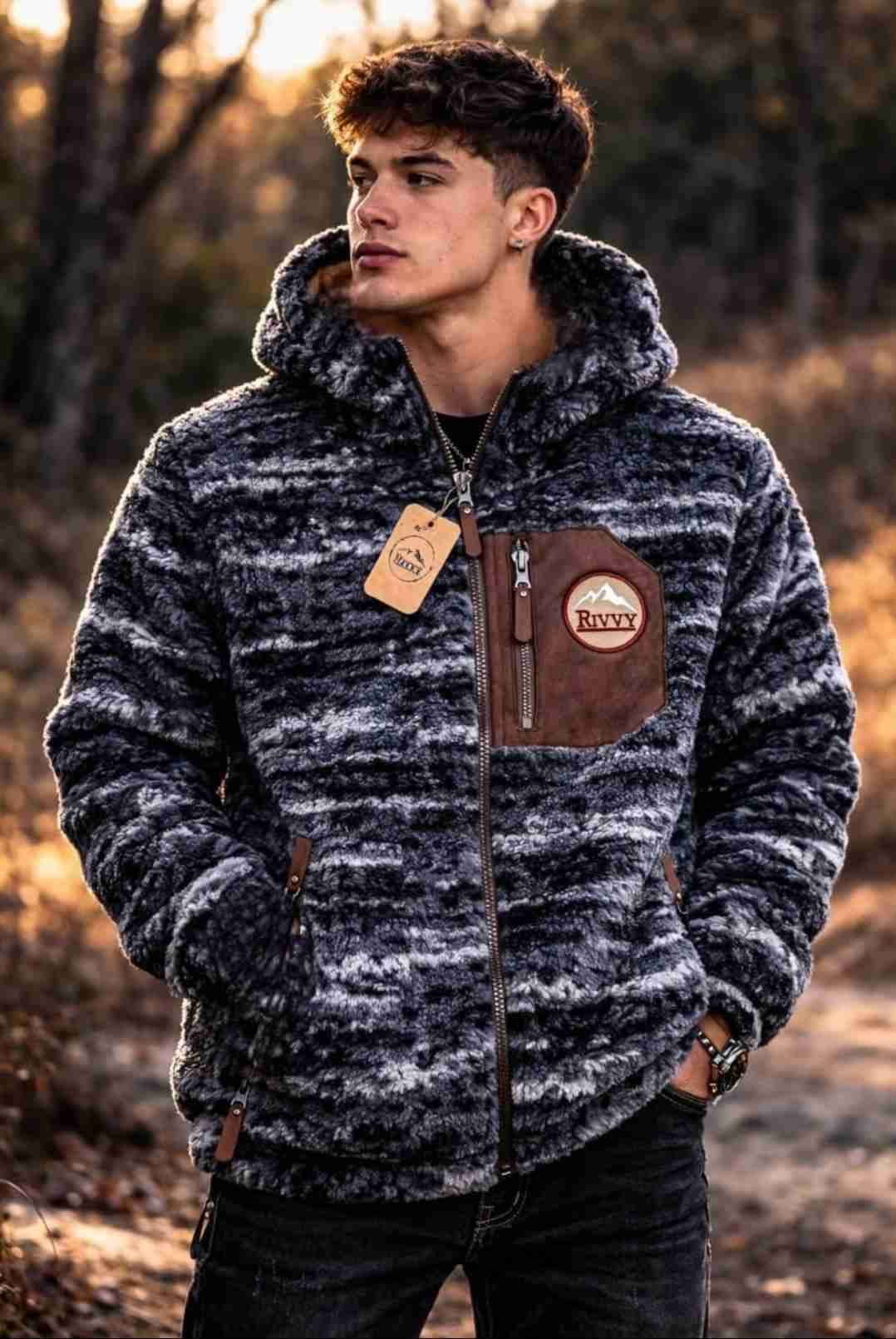 Chaqueta de lana con capucha