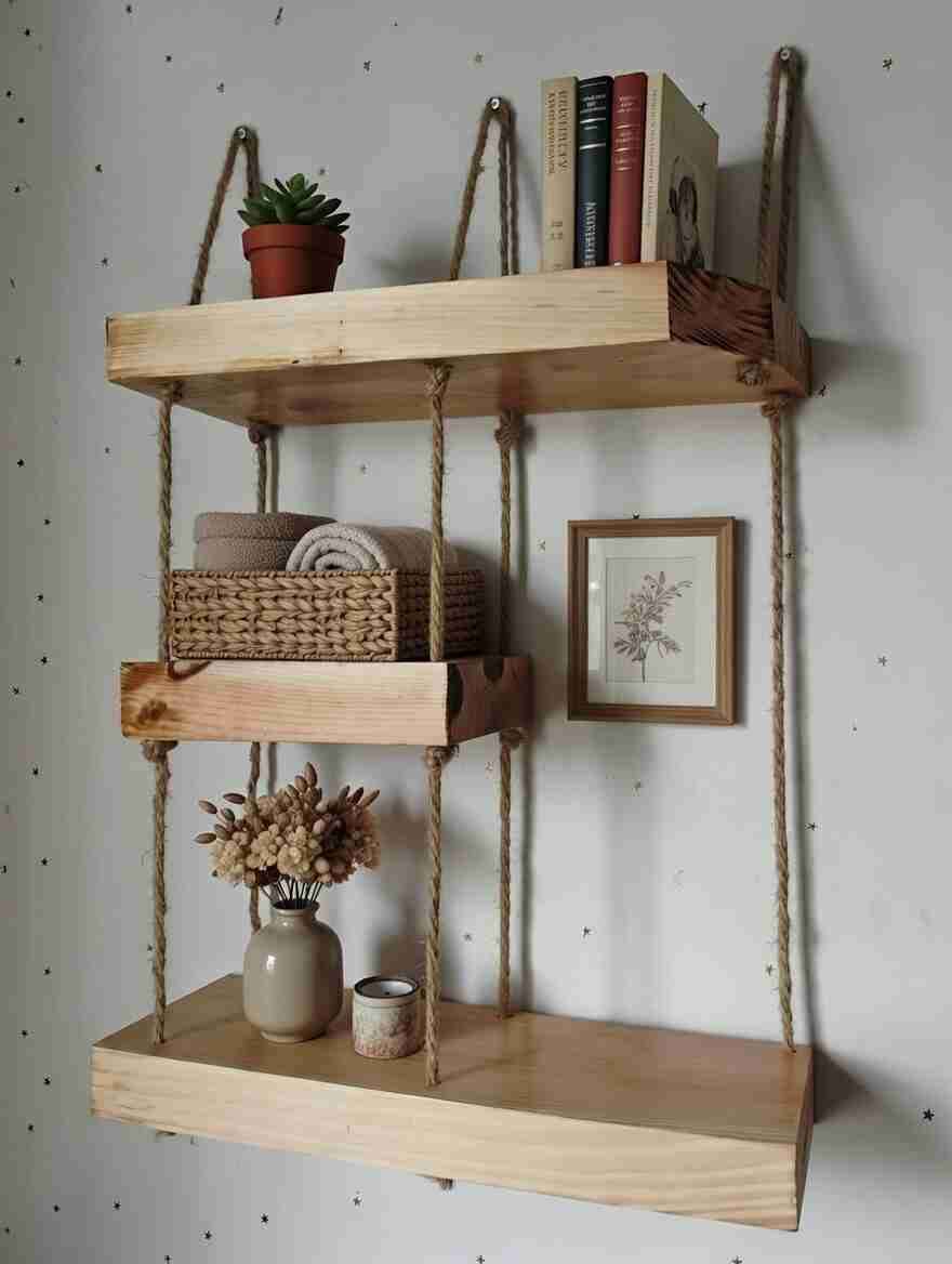 Estantería de madera colgante