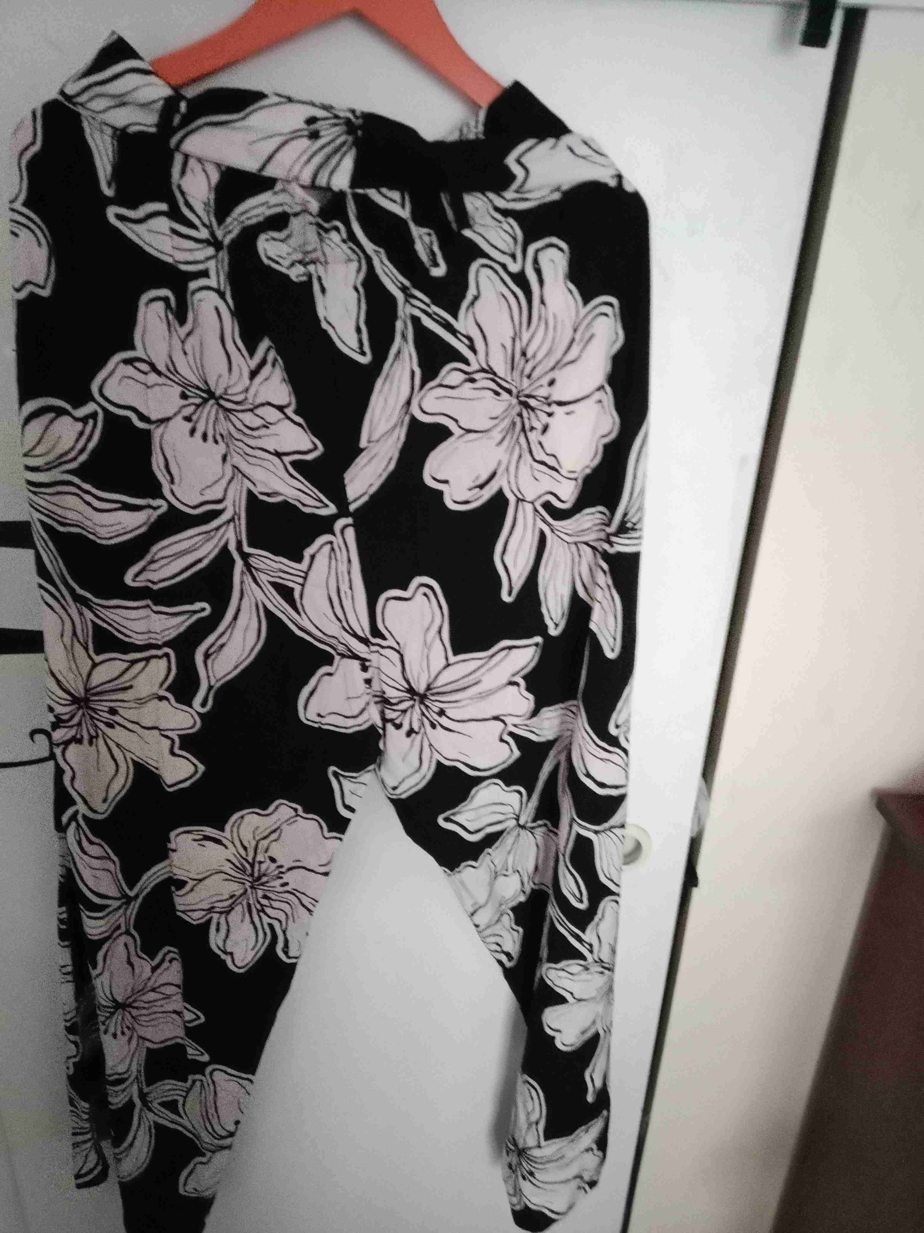 Pantalón Palazzo negro floral con lazo - miniatura 2