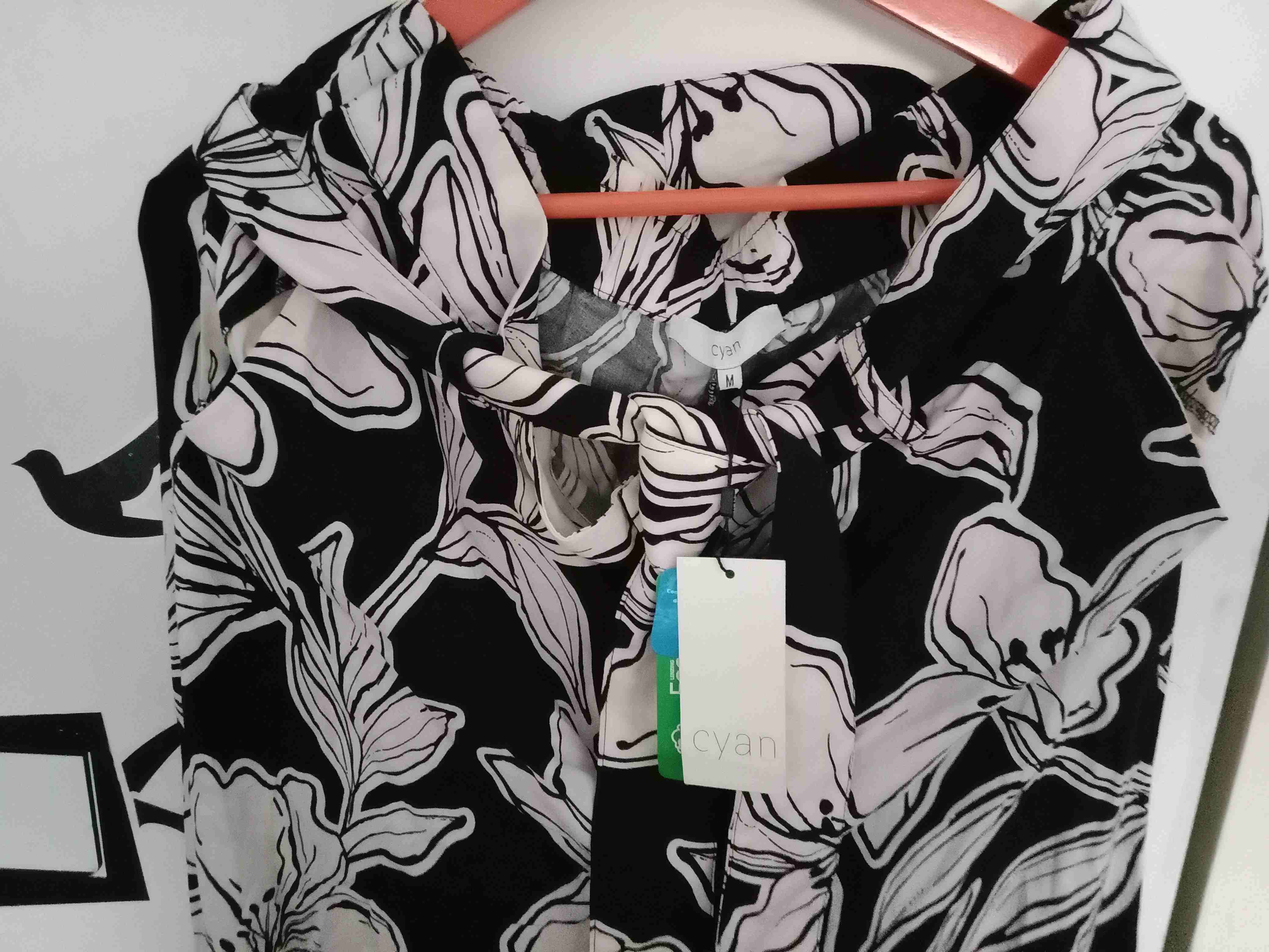 Pantalón Palazzo negro floral con lazo - miniatura 3