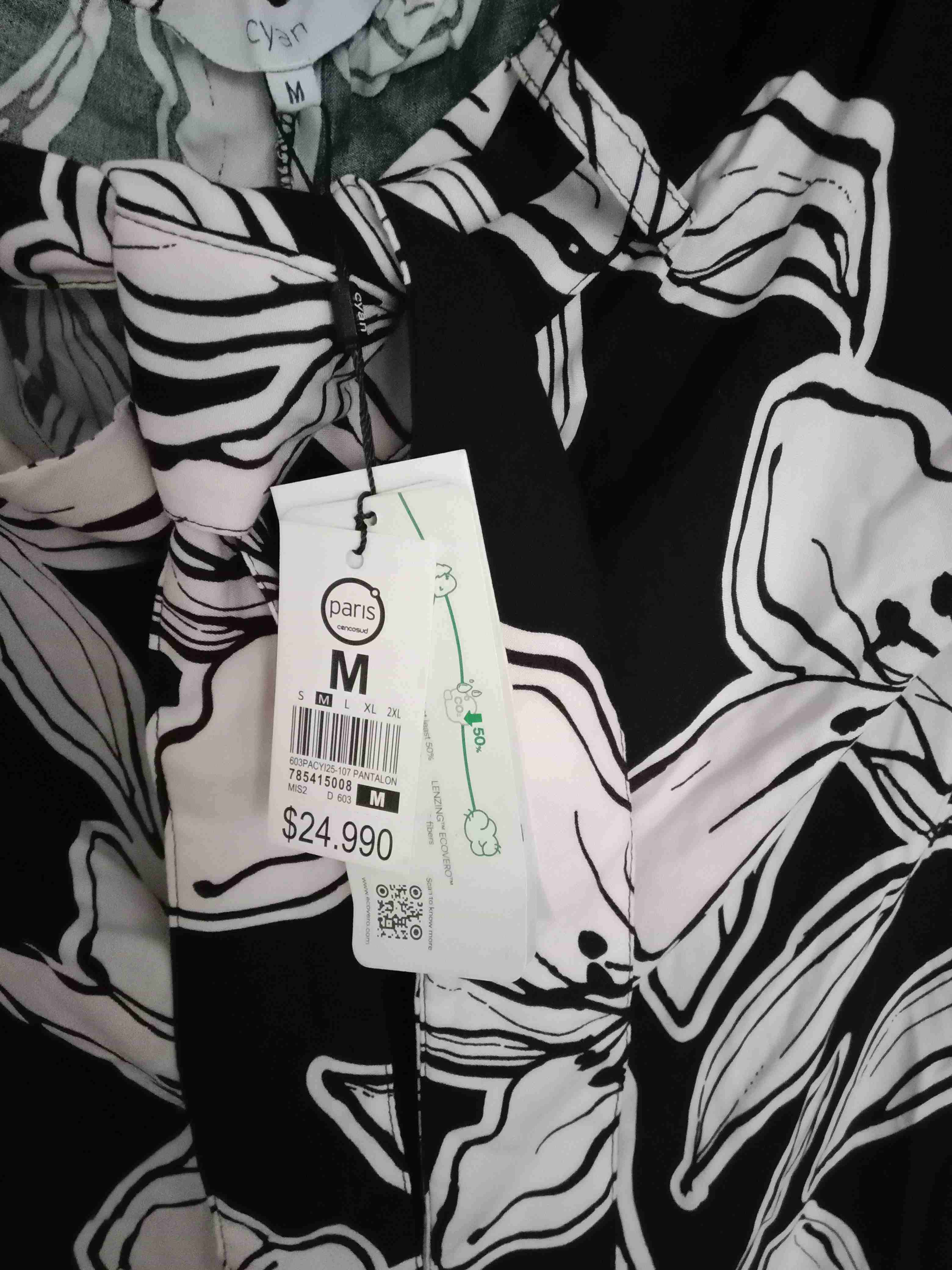 Pantalón Palazzo negro floral con lazo - miniatura 4