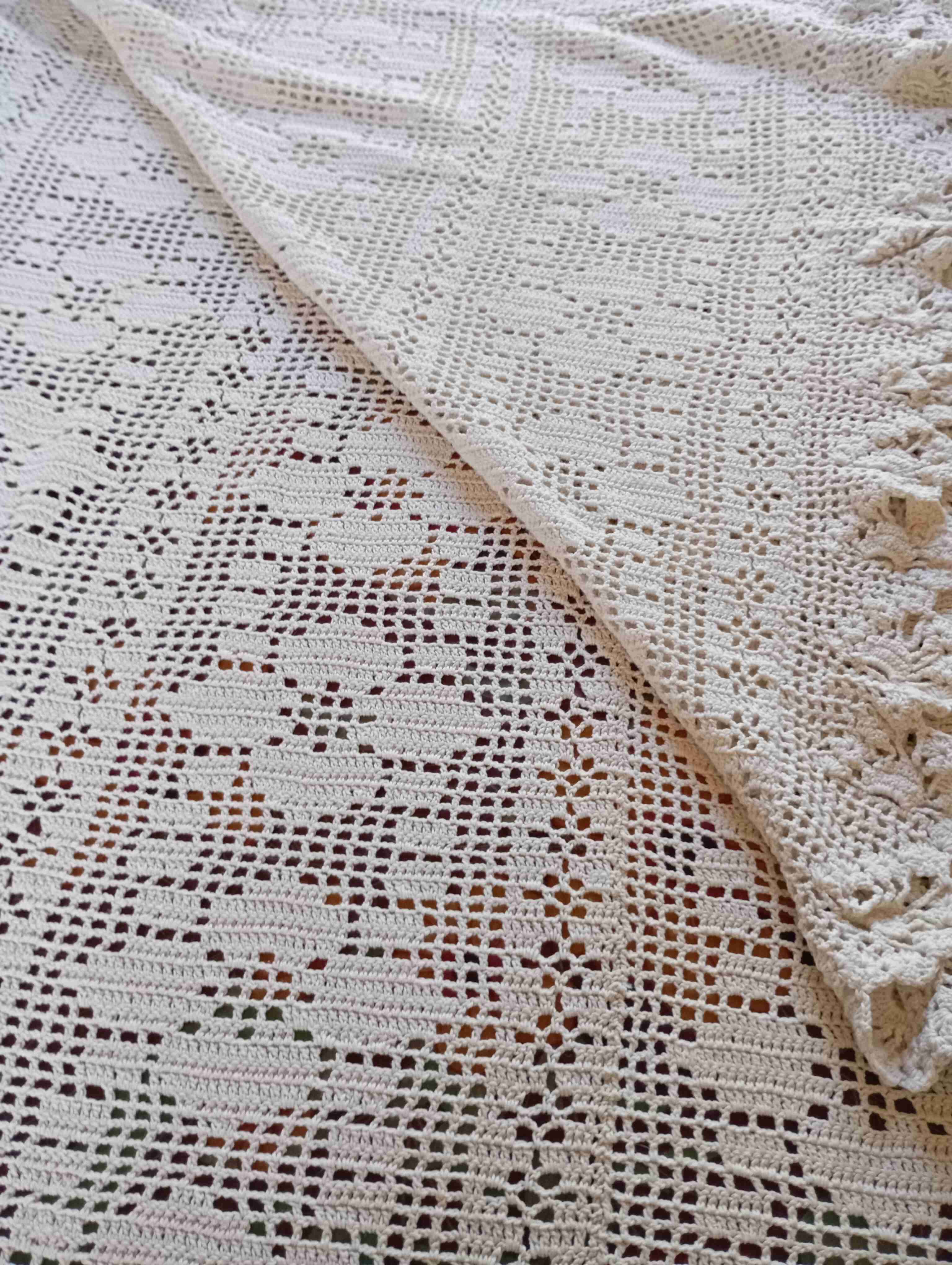 Cobertor tejido a crochet beige - 3