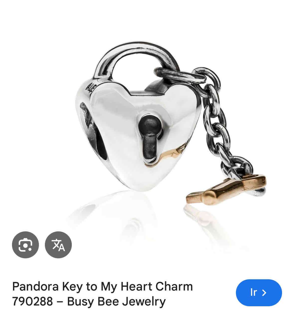 dije candado y llave en oro Pandora - miniatura 3