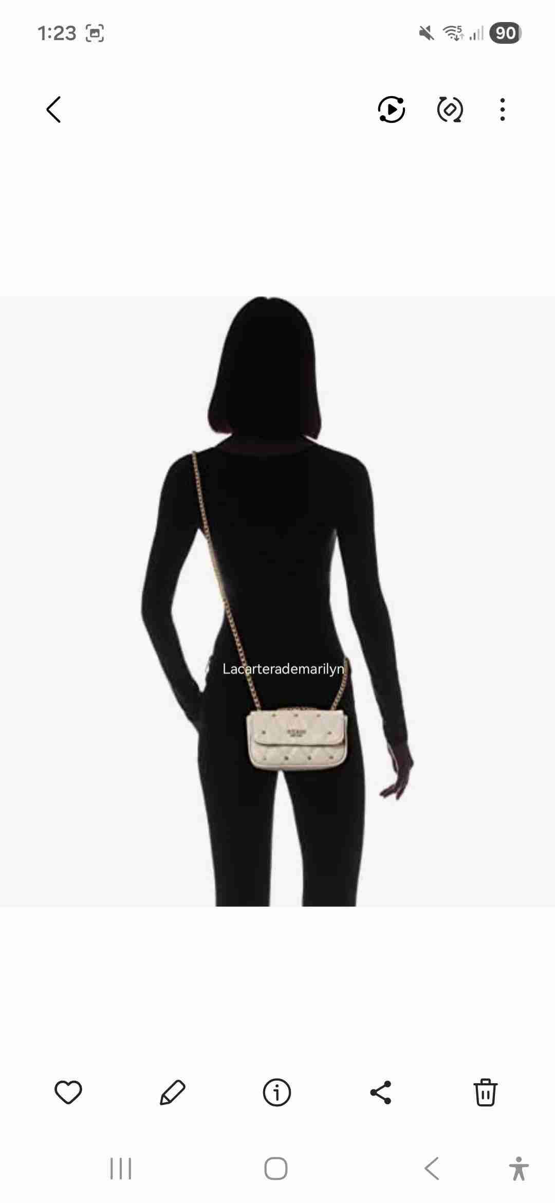 Cartera crossbody beige Guess con cadena - miniatura 3