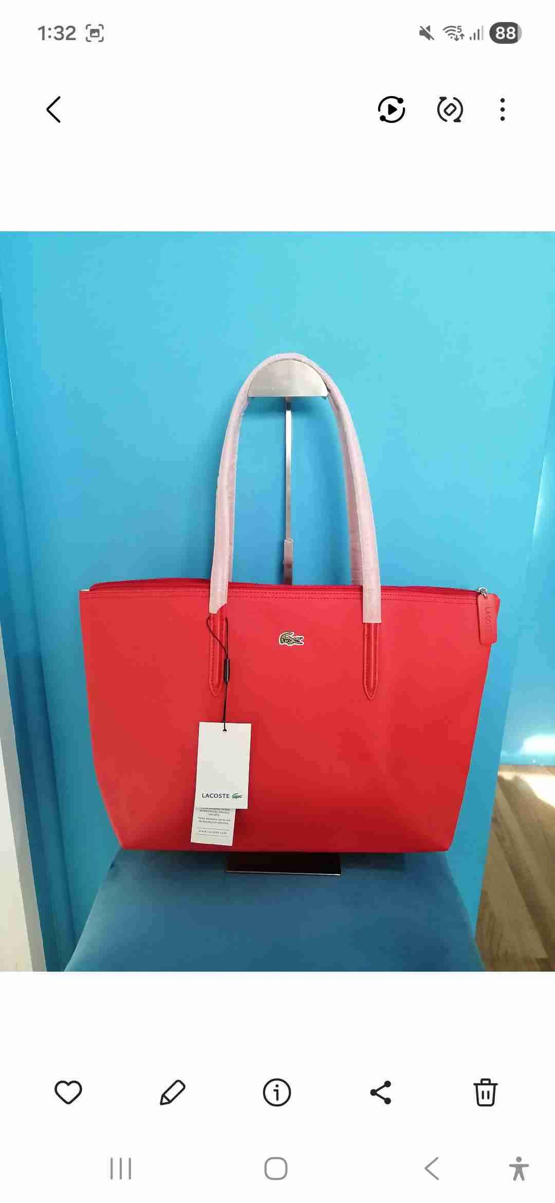 Bolso totebag rojo Lacoste nuevo