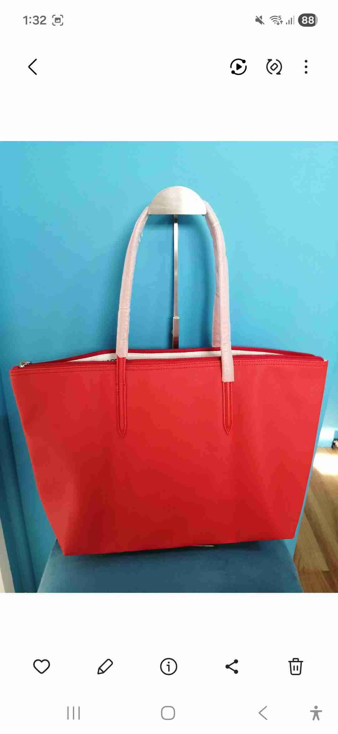 Bolso totebag rojo Lacoste nuevo - miniatura 2
