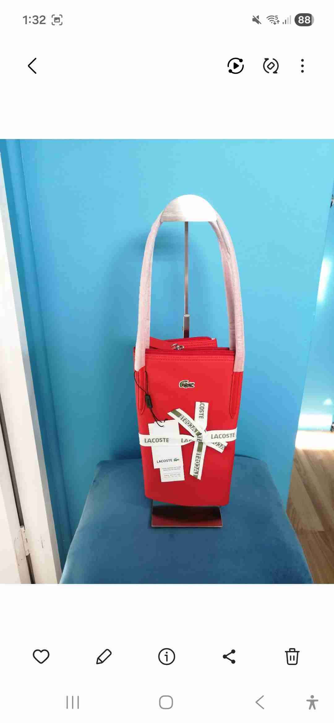 Bolso totebag rojo Lacoste nuevo - miniatura 4