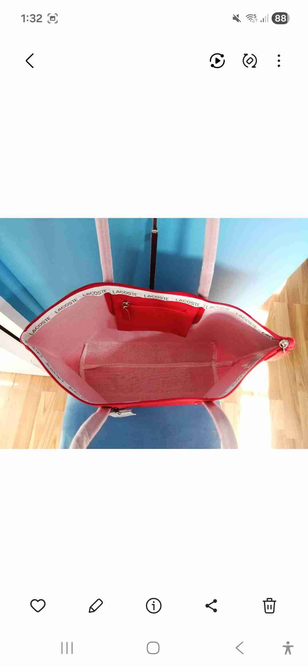 Bolso totebag rojo Lacoste nuevo - miniatura 5